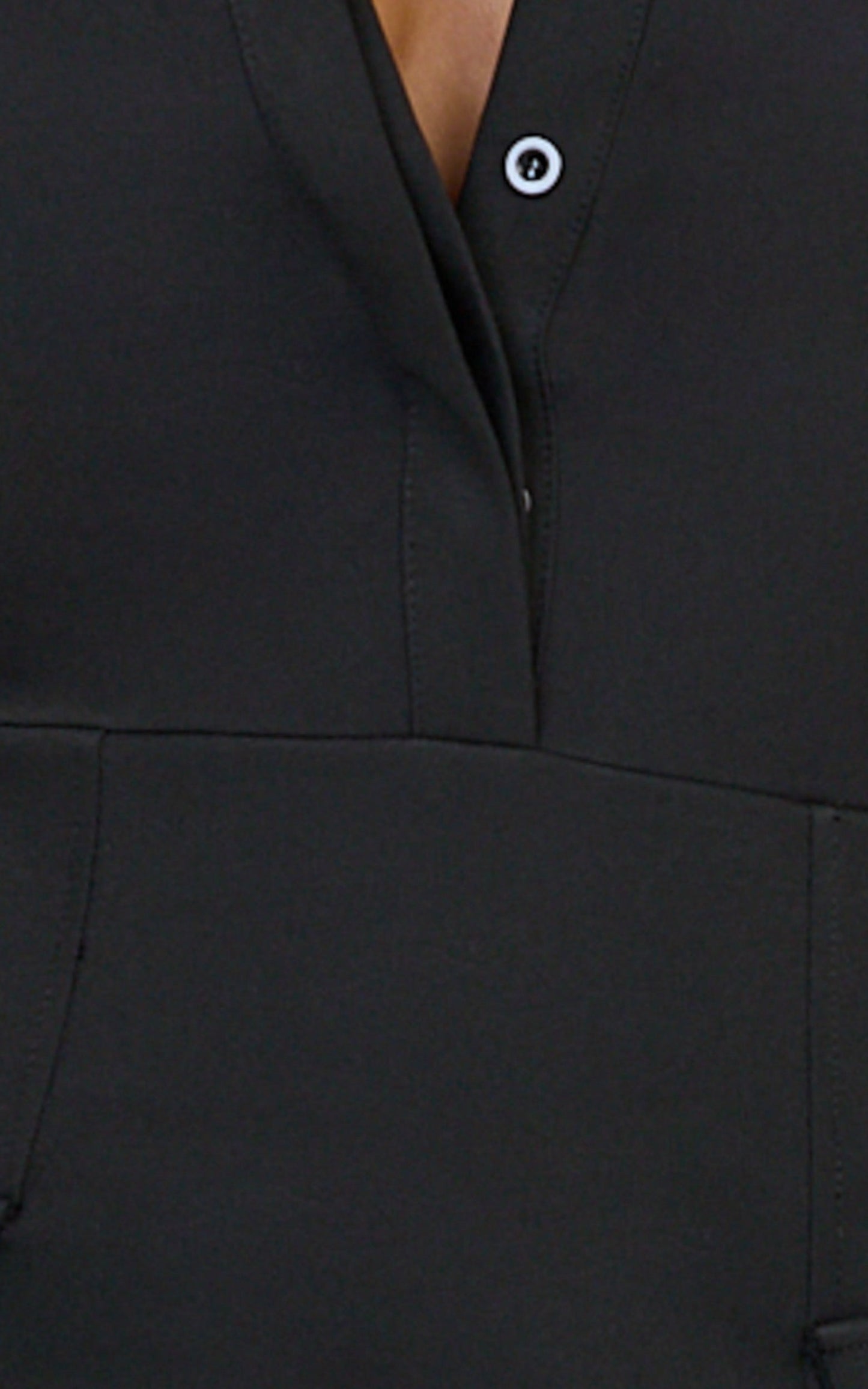 Henley Midi Dress - Long Sleeve Fitted Shirt Dress in Black