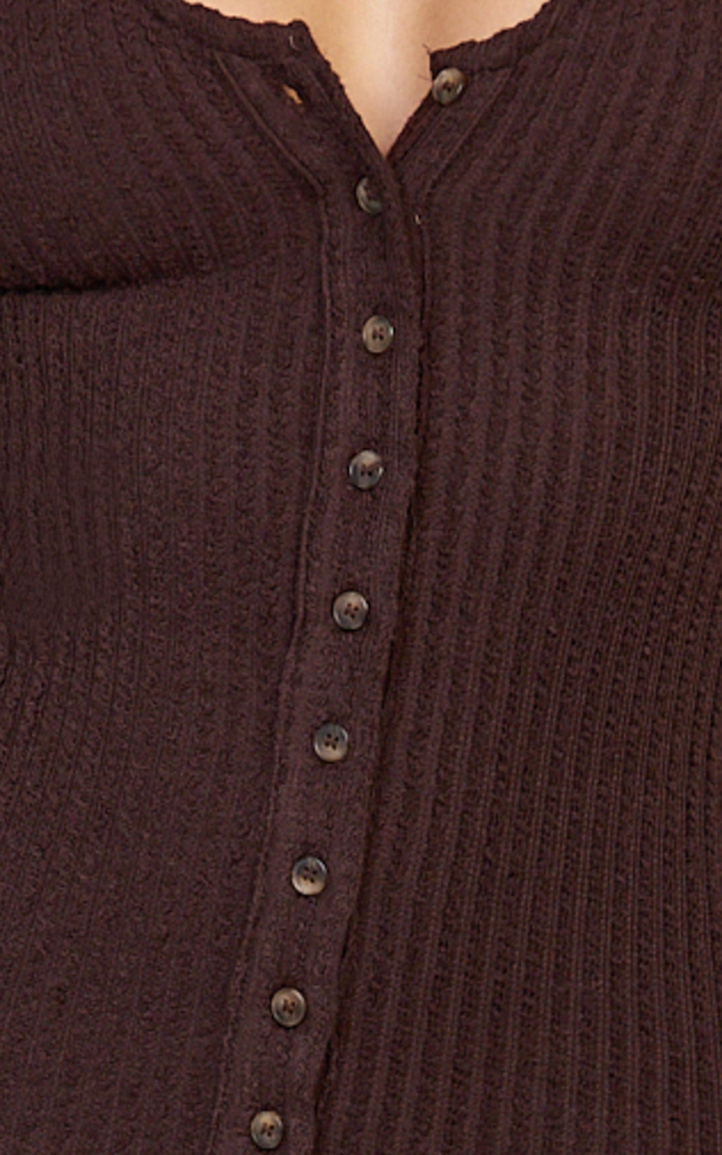 Zayla Midi Dress - Long Sleeve Button Front Bodycon Dress in Chocolate