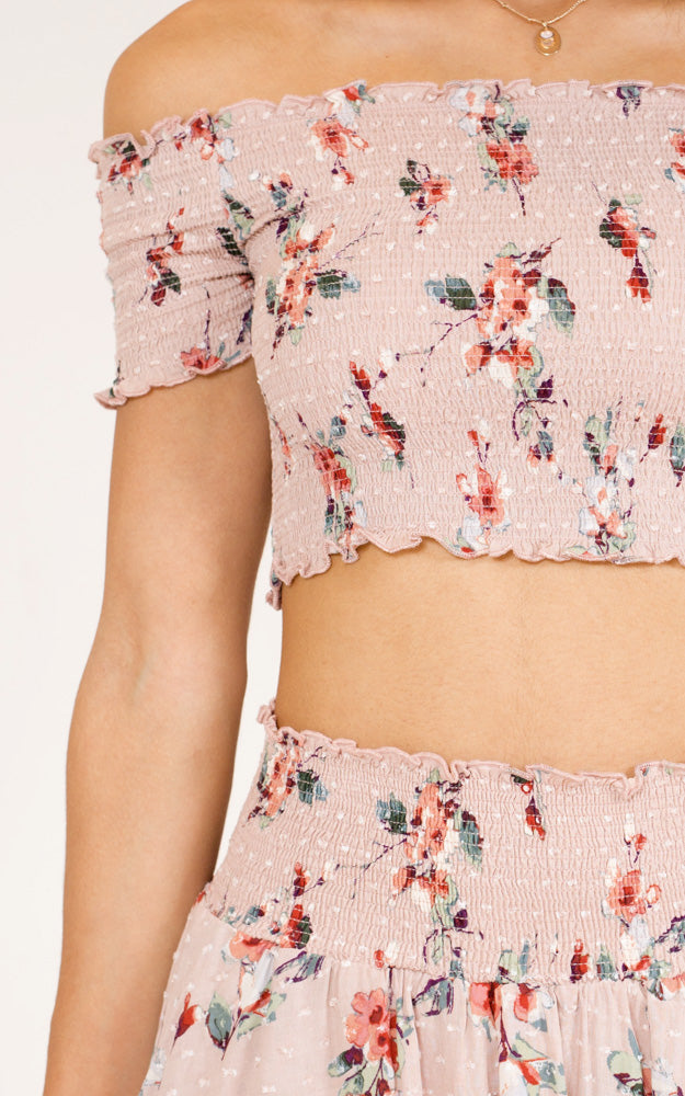 Change My Life Two Piece Set In Beige Floral