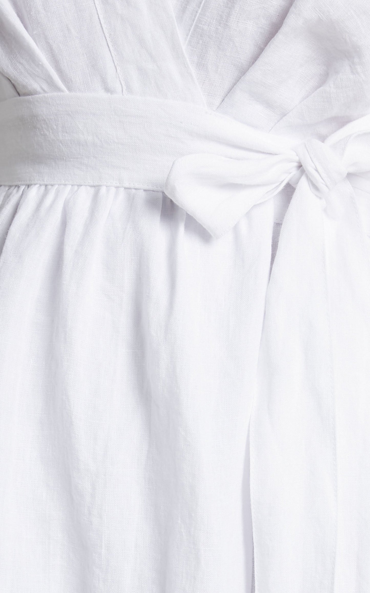 Amalie The Label - Franc Linen Puff Sleeve Wrap Midi Linen Dress in White