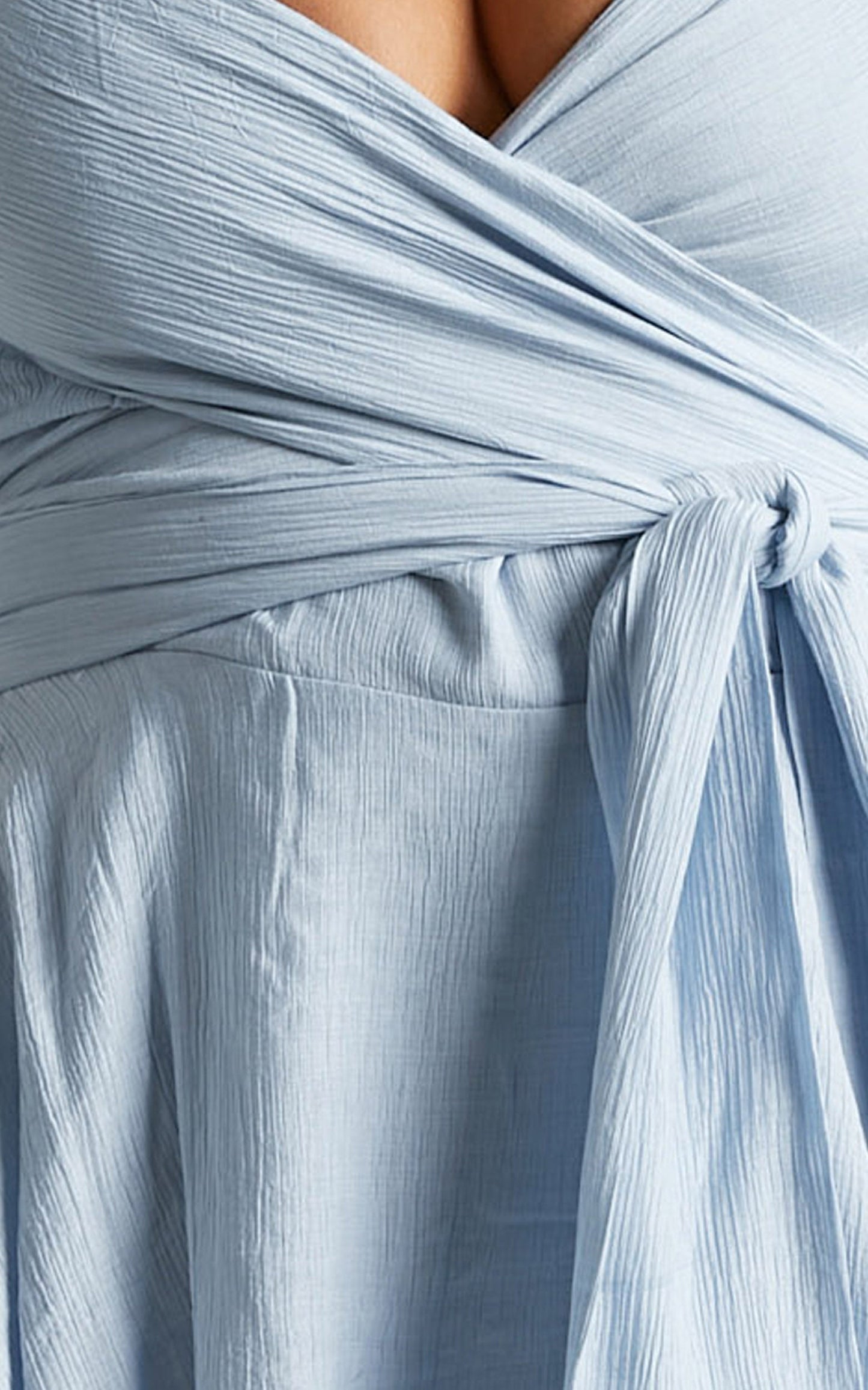 Florice Playsuit - Wrap Front Frill Playsuit in Pale Blue