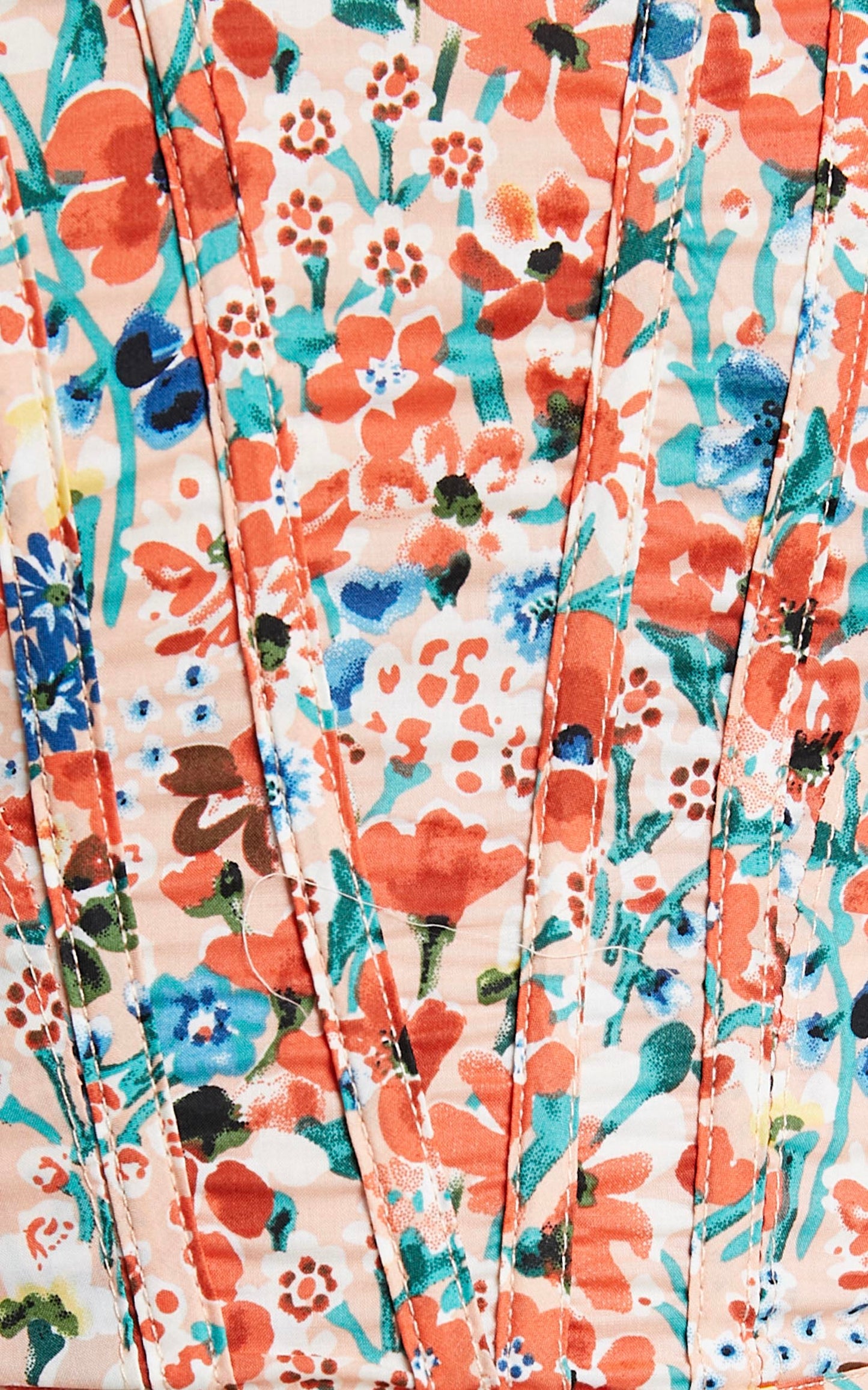 Keriana Top - Square Neck Cropped Corset in White / Rust / Blue Floral