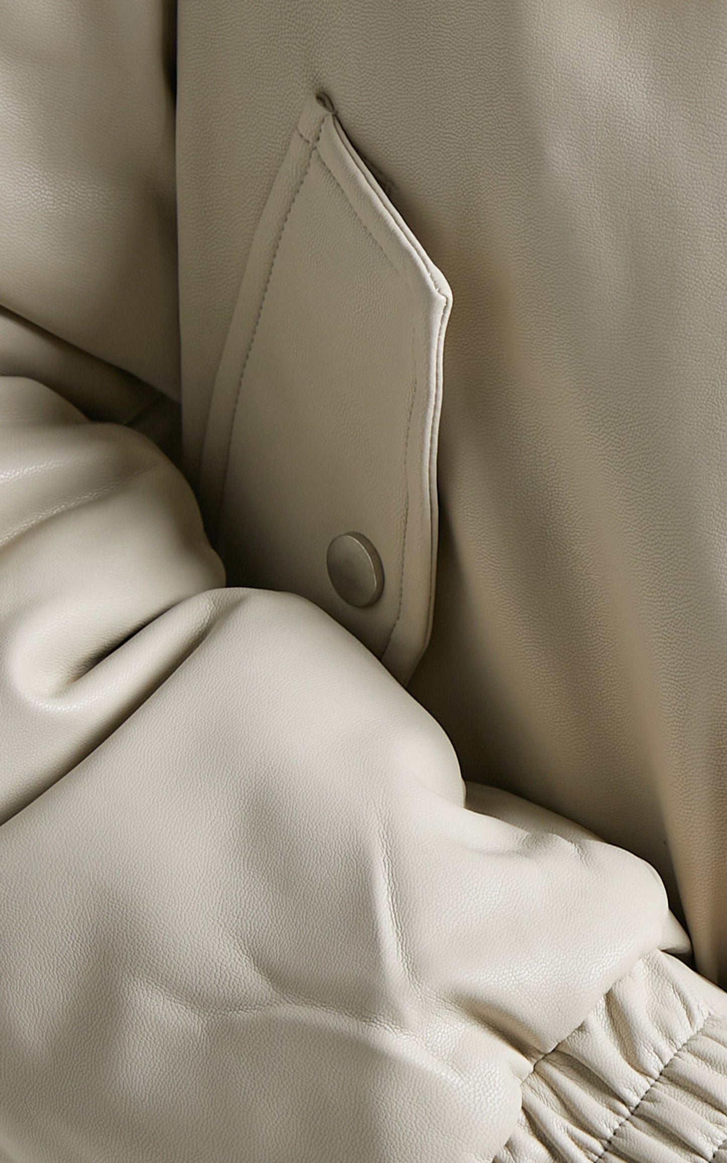 Kinzie Jacket - Faux Leather Collared Puffer Jacket in Cream