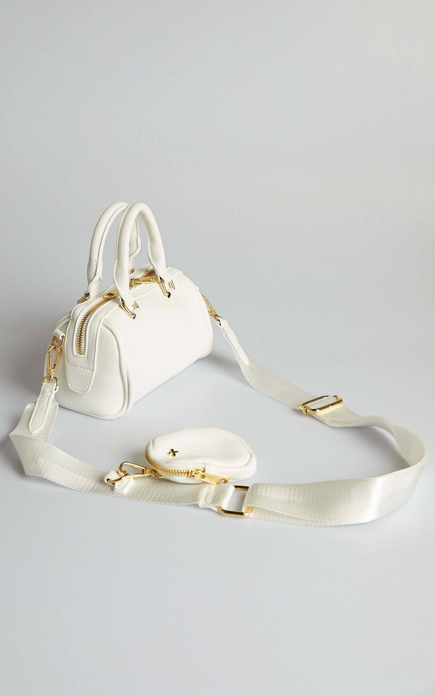 Peta and Jain - Bounty Bag in White Pebble/Gold