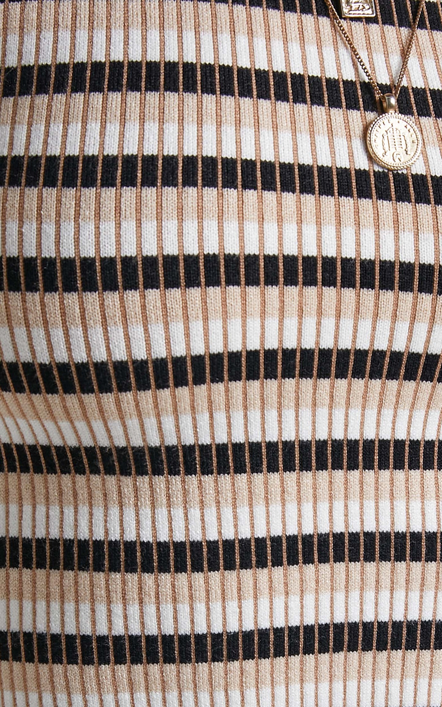 4th & Reckless - Braden Knitted Bodysuit in Nude and Black Knit