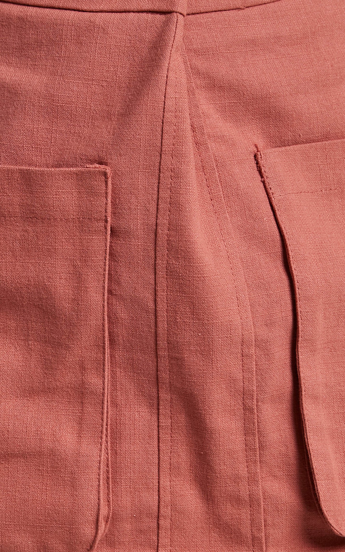 Amalie The Label - Evie Linen Look Double Pocket Mini Skirt in Burnt Rose