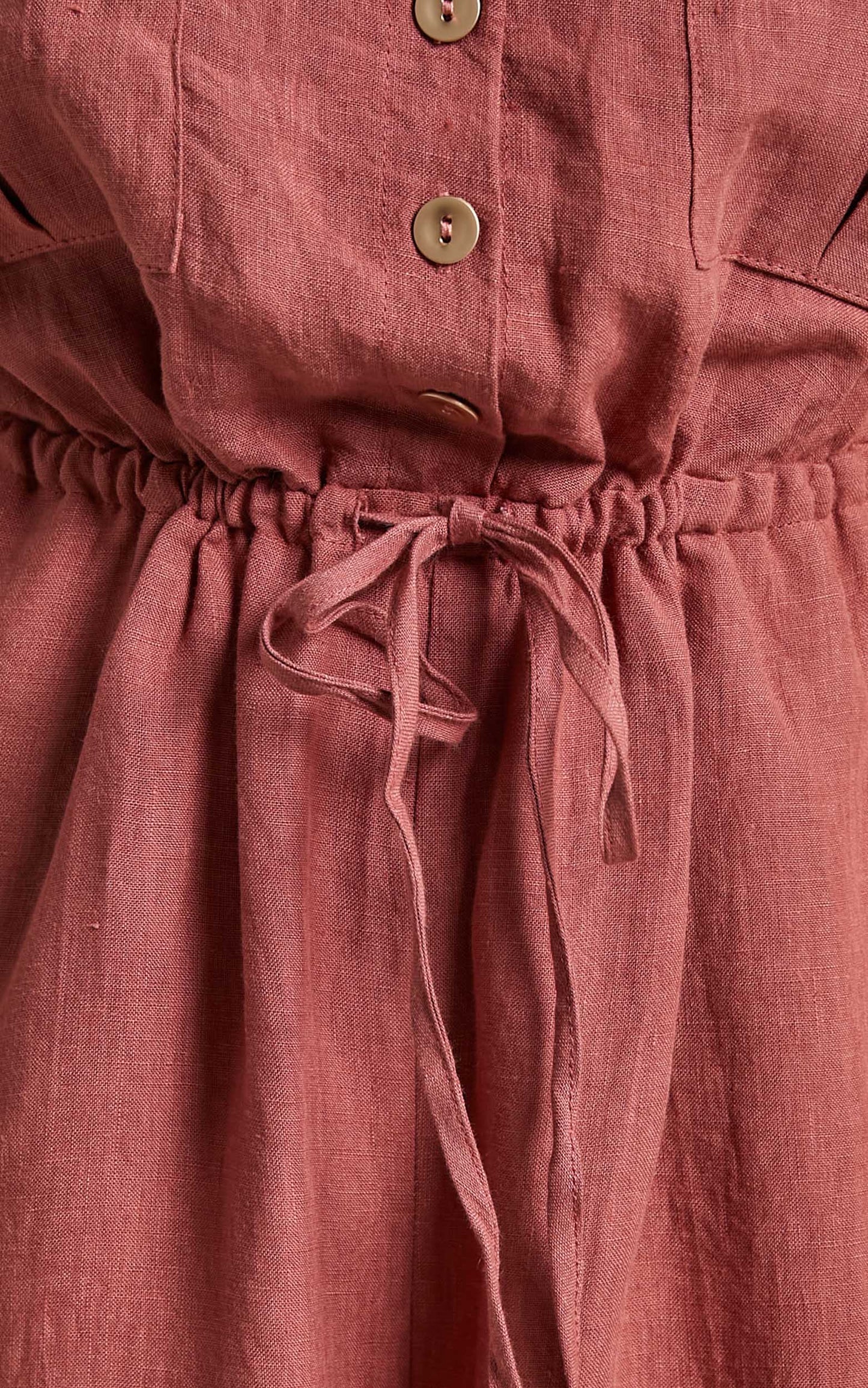 Amalie The Label - Frances Linen Button Up Linen Jumpsuit in Burnt Rose