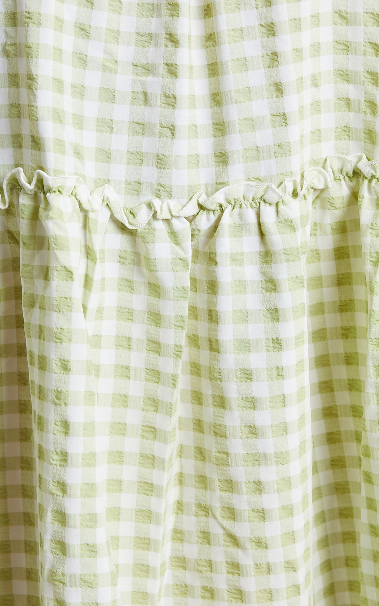 Meldzie Gingham Tiered Mini Dress in Meldzie Lime Gingham