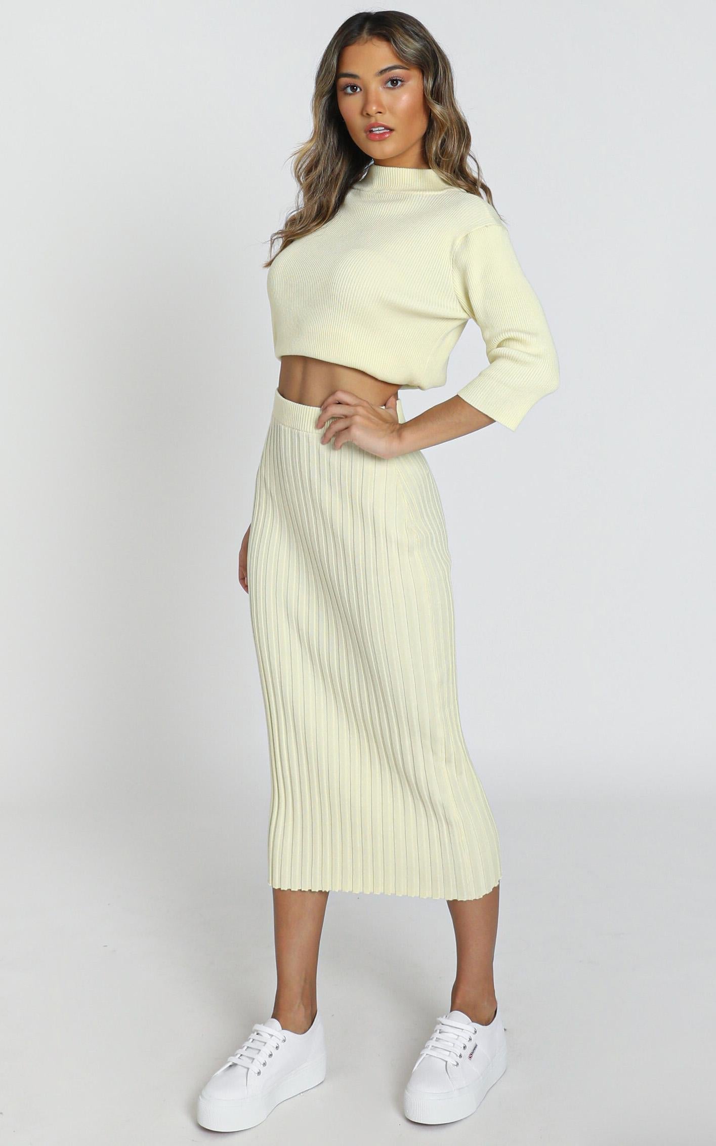 Cicely Knitted Skirt in Pastel Yellow