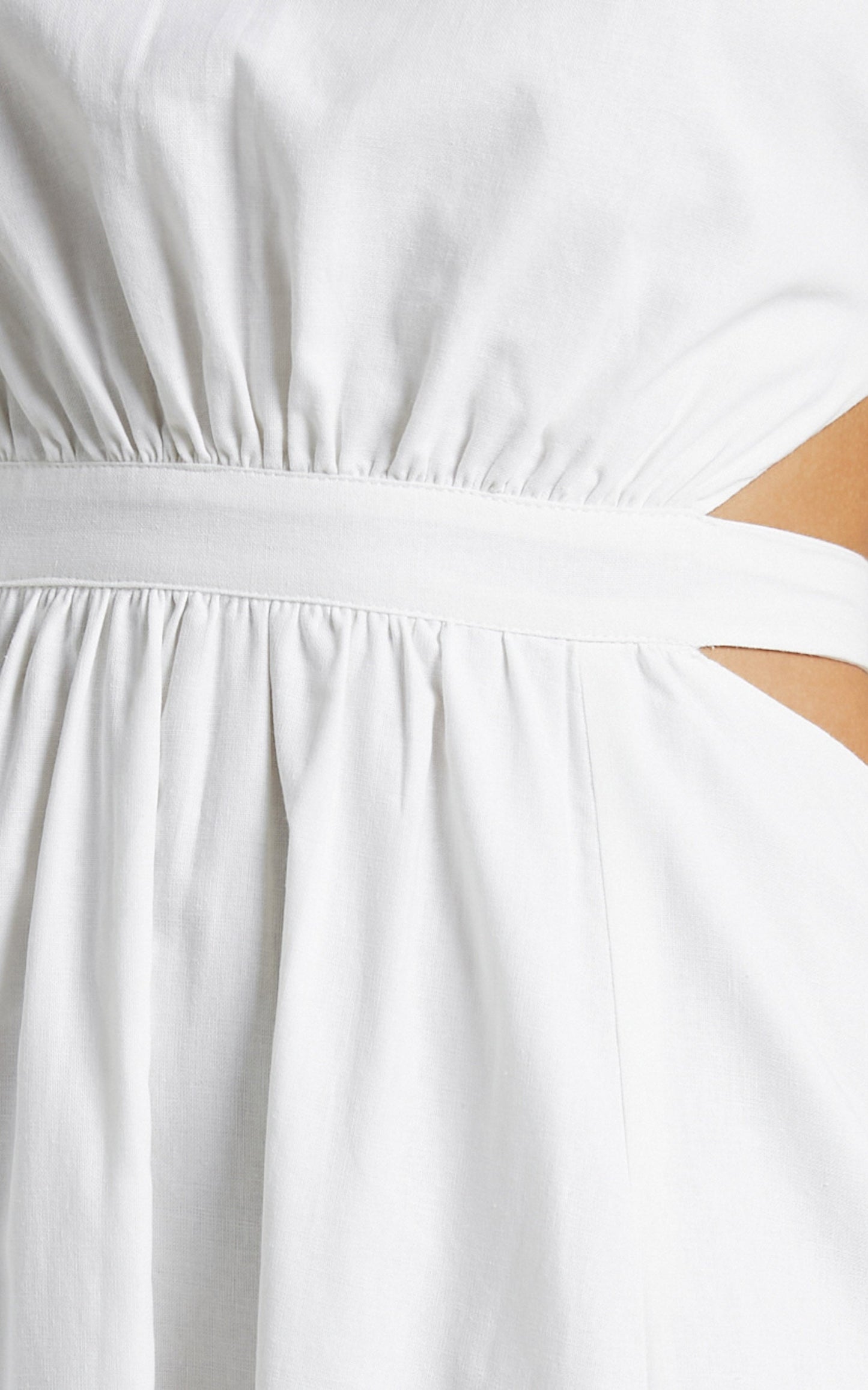Cedie Midi Dress - One Shoulder Puff Sleeve Dress in White