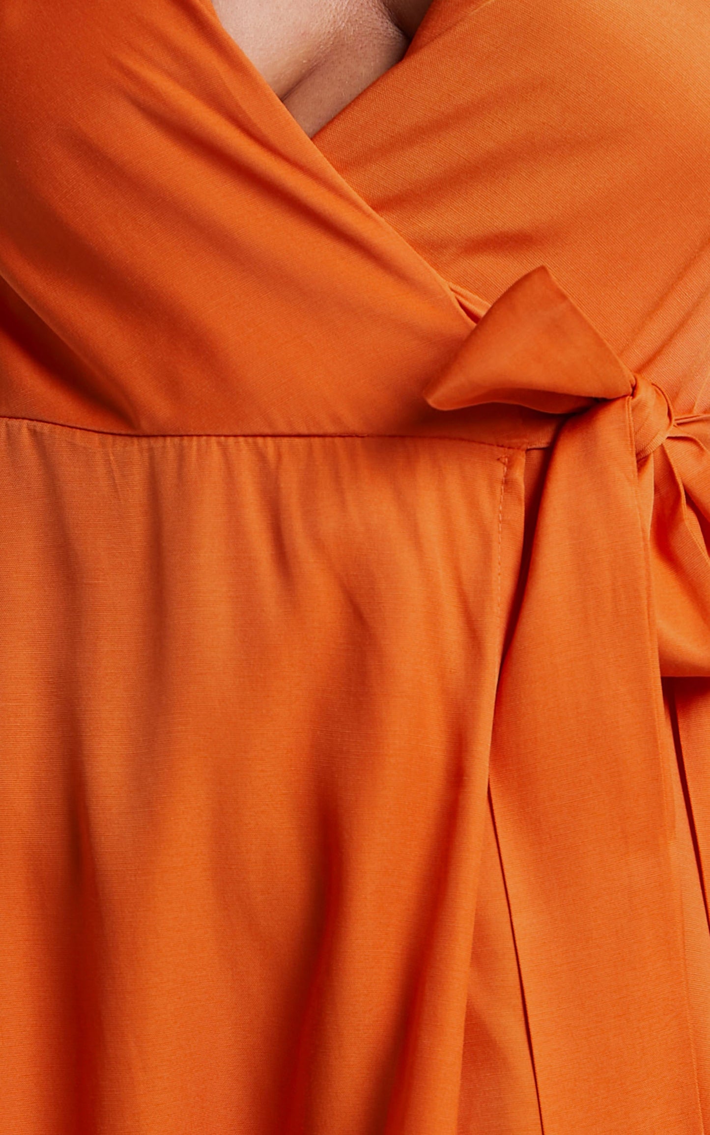 Cressida Midi Dress - Puff Sleeve Wrap Dress in Orange