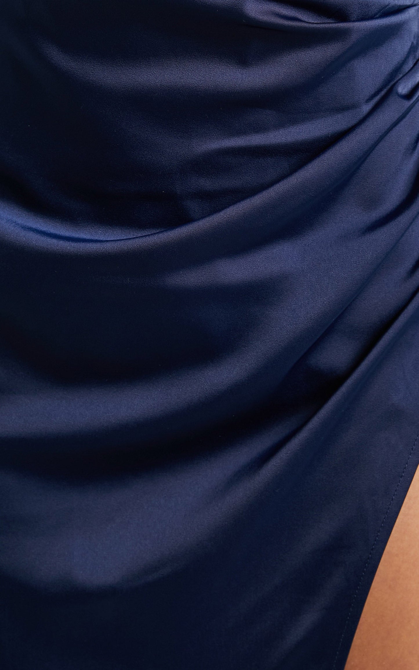 Federikke Maxi Dress - Thigh Split Fixed Wrap Satin Dress in Navy