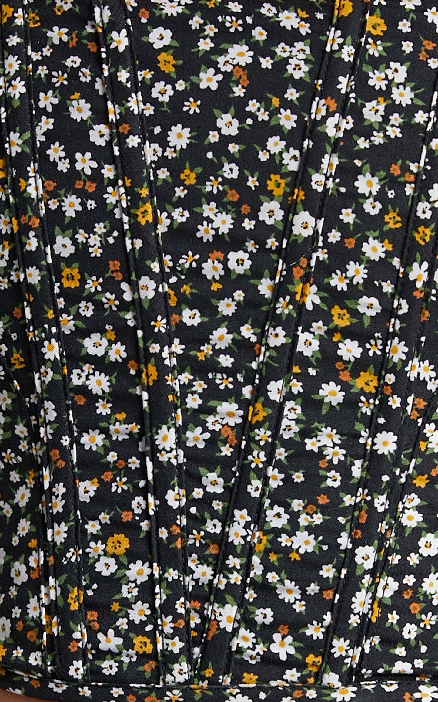 Keriana Top - Square Neck Cropped Corset in Black Floral