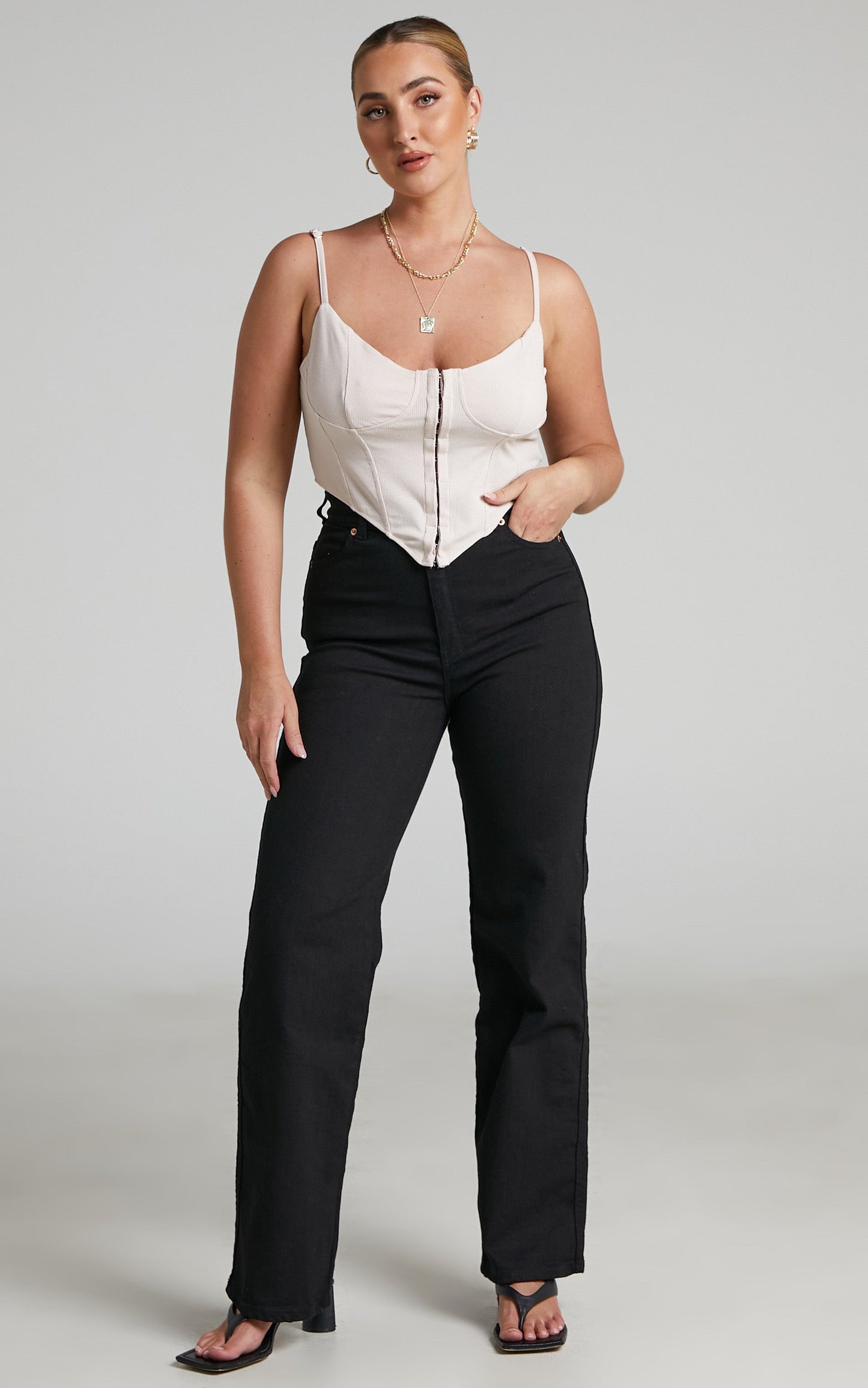 Maci Corset Style Top in Beige