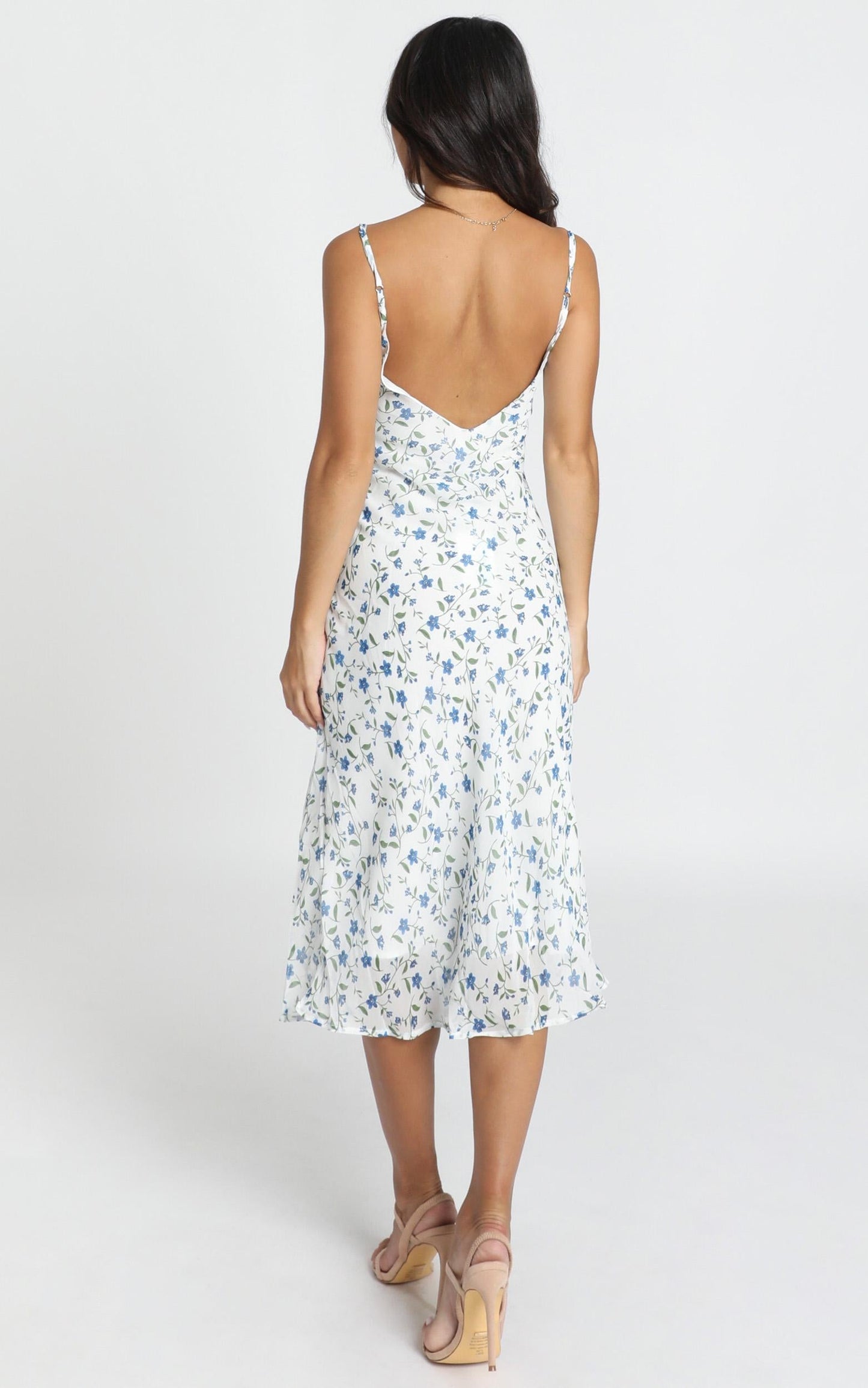 Toss the Dice Dress in White Ditsy Floral
