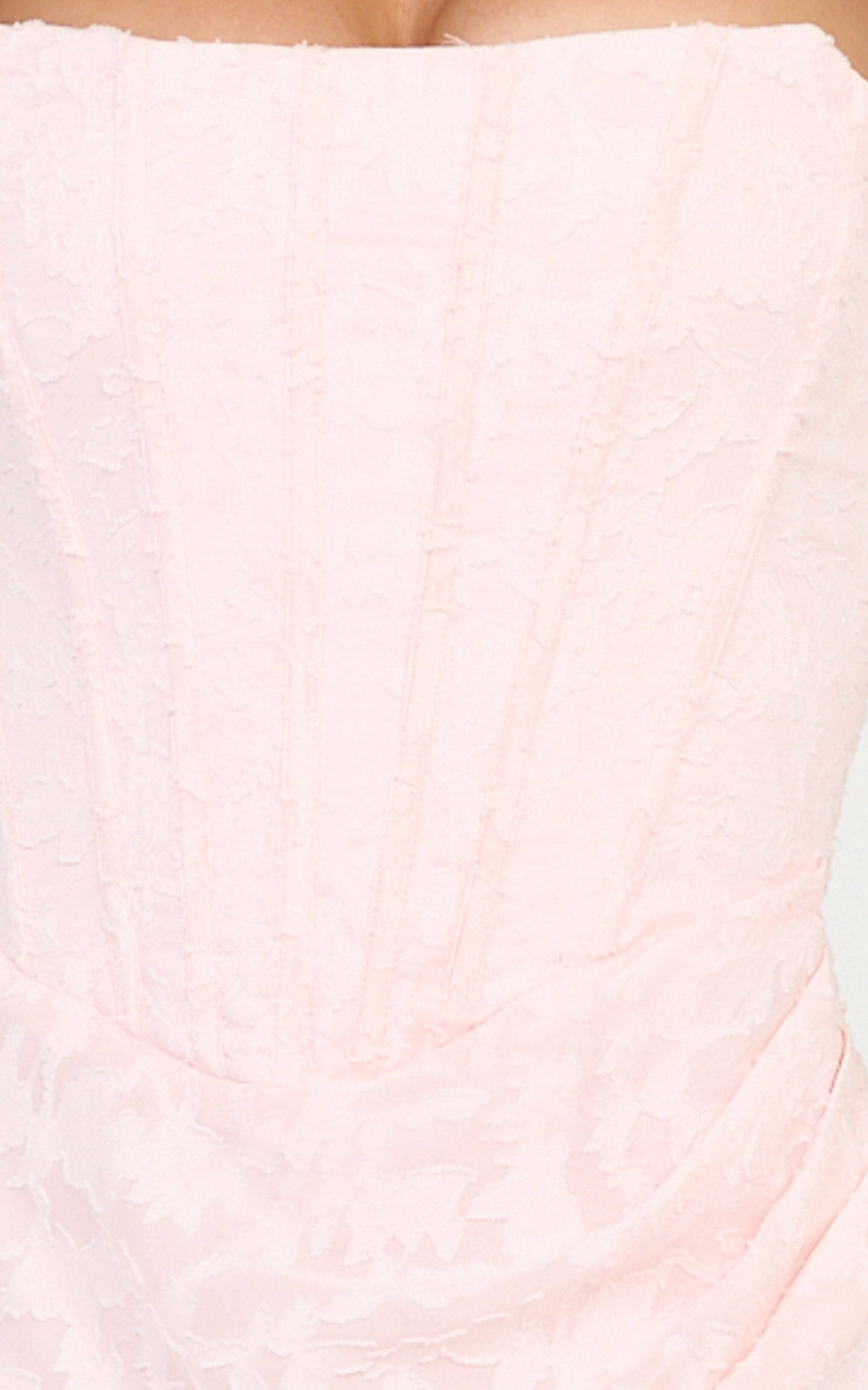 Rachel Mini Dress - Strapless Corset Bodice Draped Skirt Dress in Light Pink