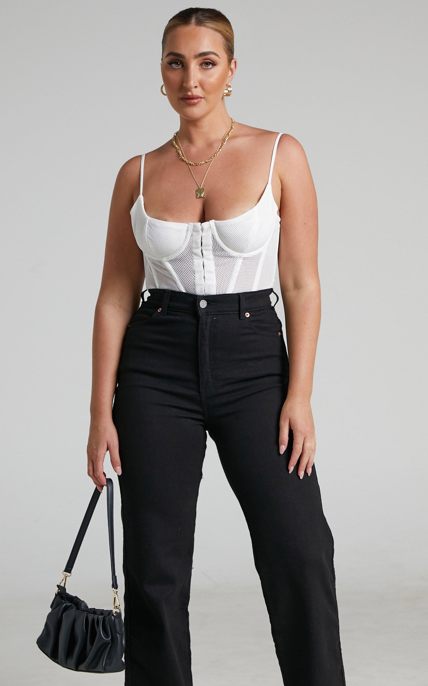 Shieha Mesh Underwired Corset Bustier in White