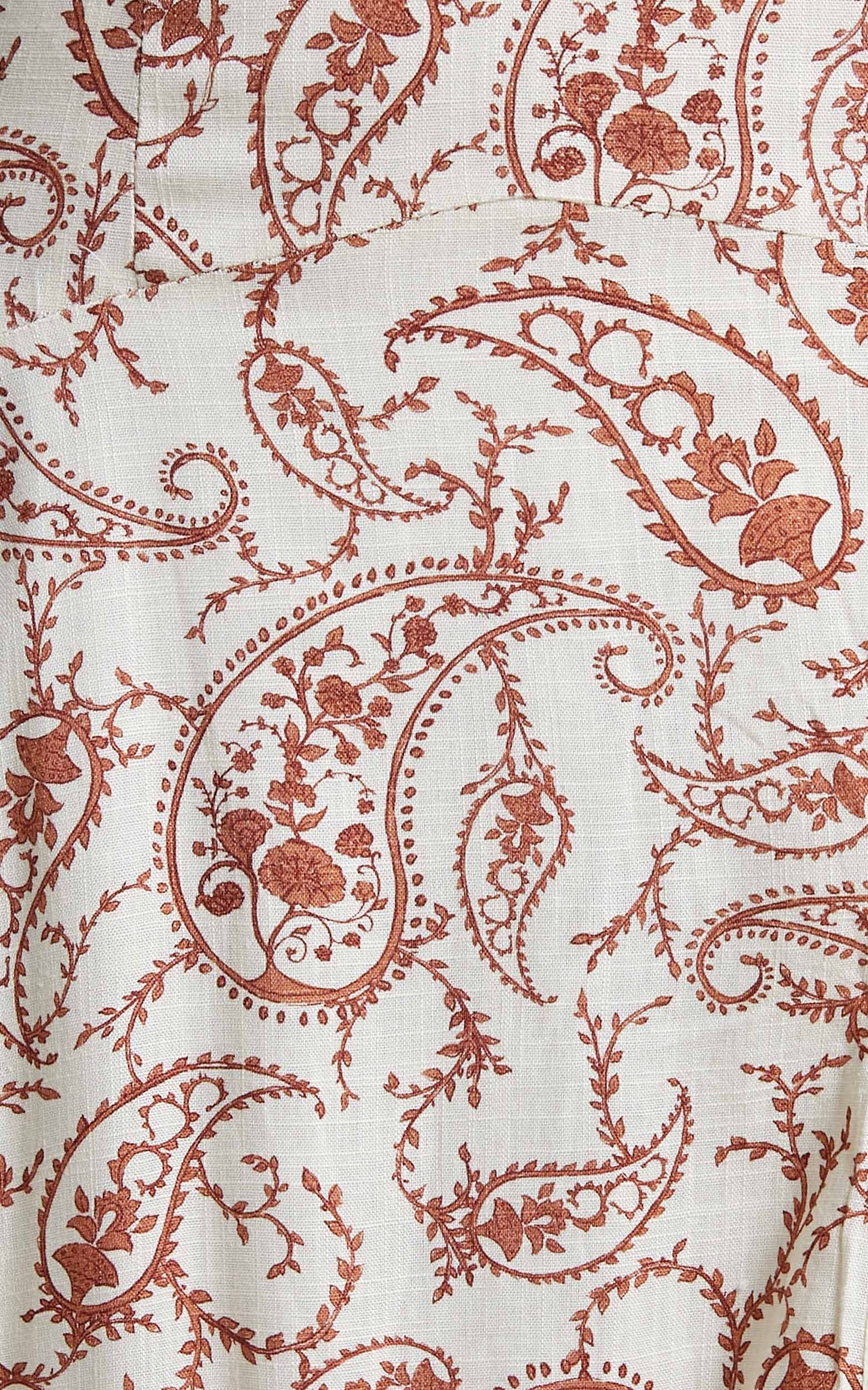 Edellen Midi Dress - Linen Cut Out Dress in Chocolate Paisley