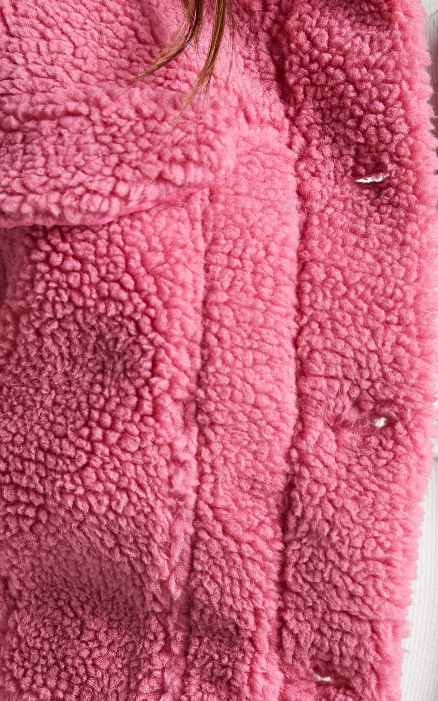 Cha Chi Button Up Teddy Jacket in Pink