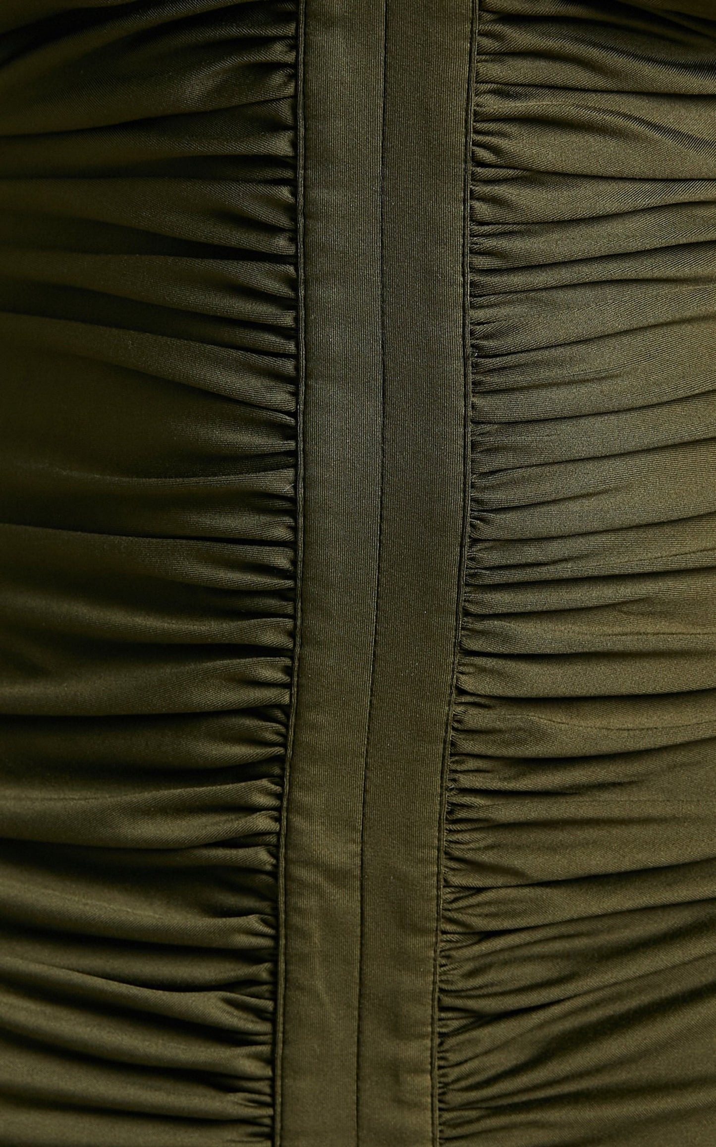 Dulce Mini Dress - Long Sleeve Ruched Dress in Olive