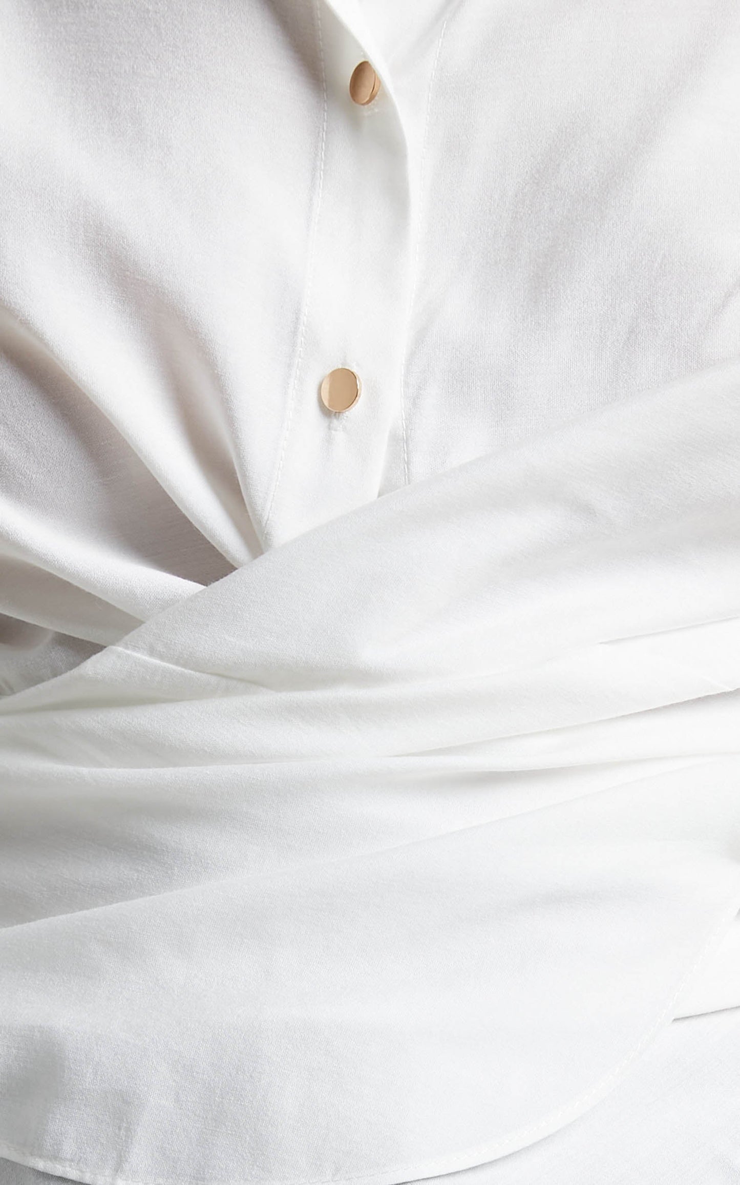 Ehrna Shirt - Twist Front Collared Long Sleeve Shirt in White