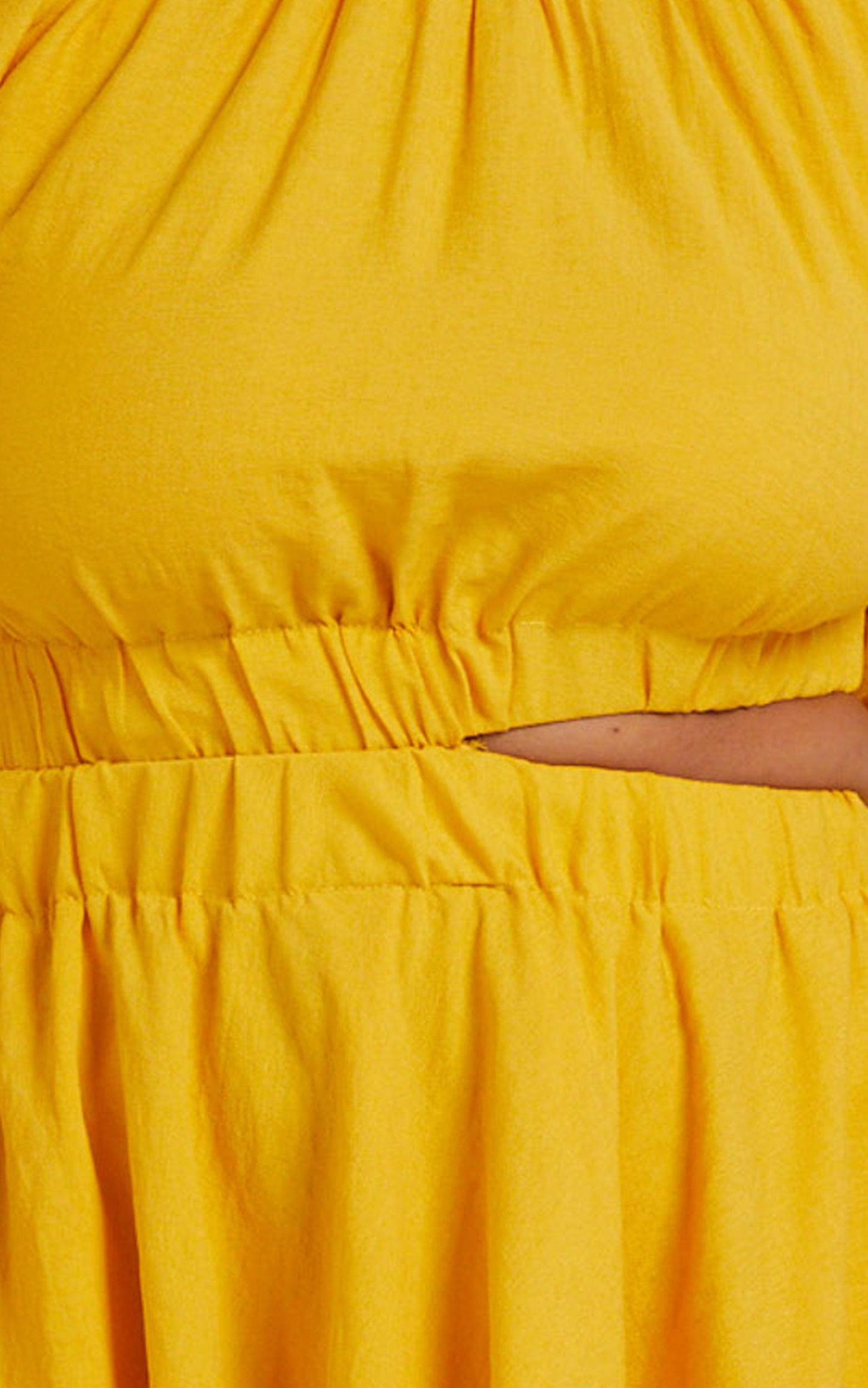 Hadley Mini Dress - Puff Sleeve Cut Out Dress in Yellow