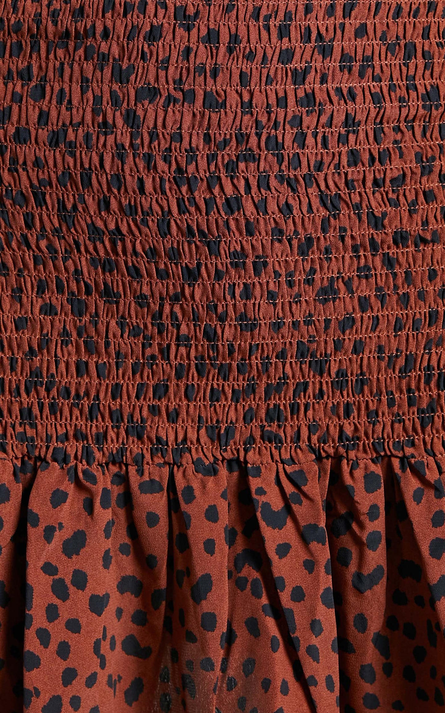 Josiah Shirt Dress with Shirred Skirt in Rust Spot