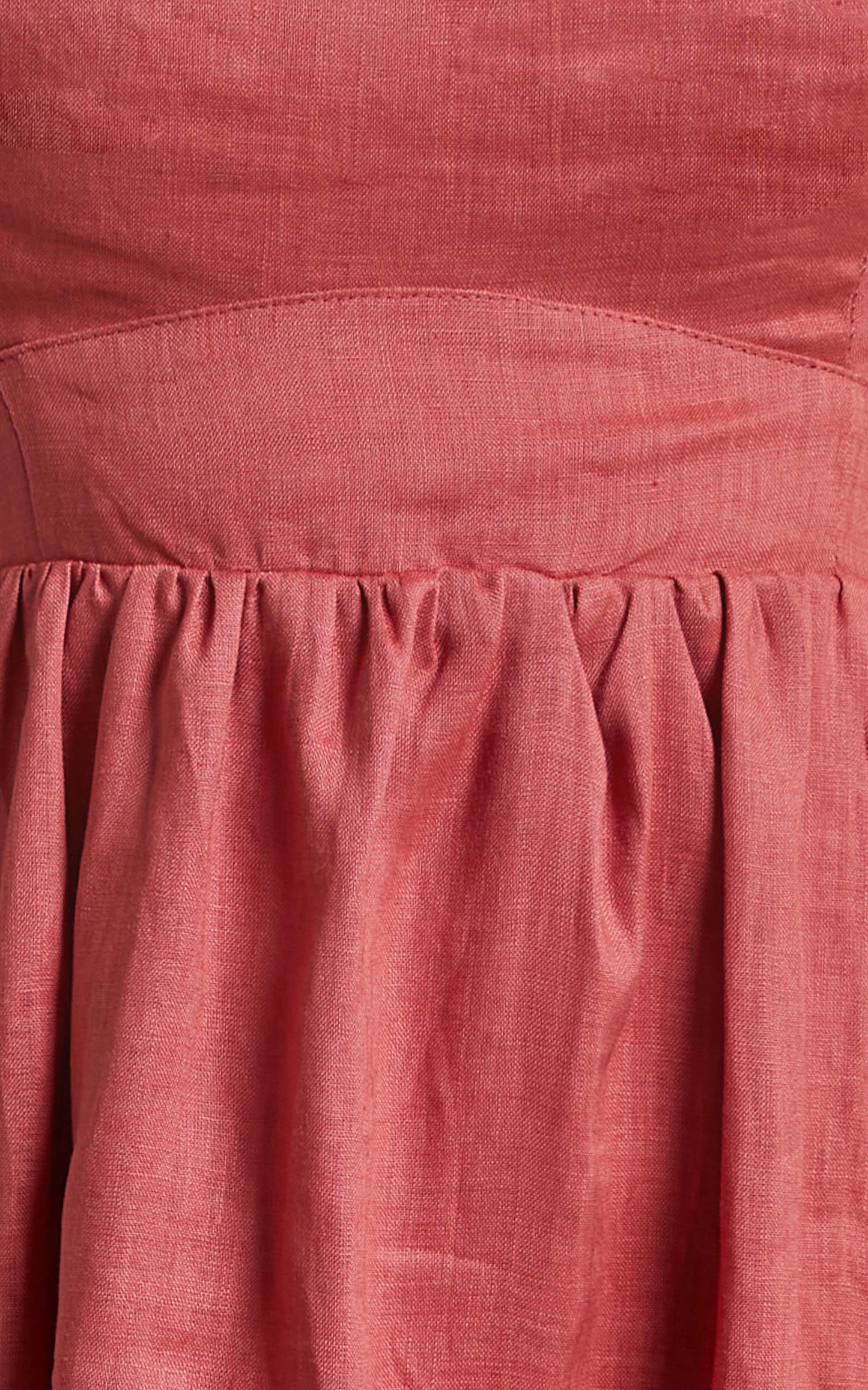 Amalie The Label - Lucianna Linen Elasticated Strap Backless Maxi Linen Dress in Dusty Rose