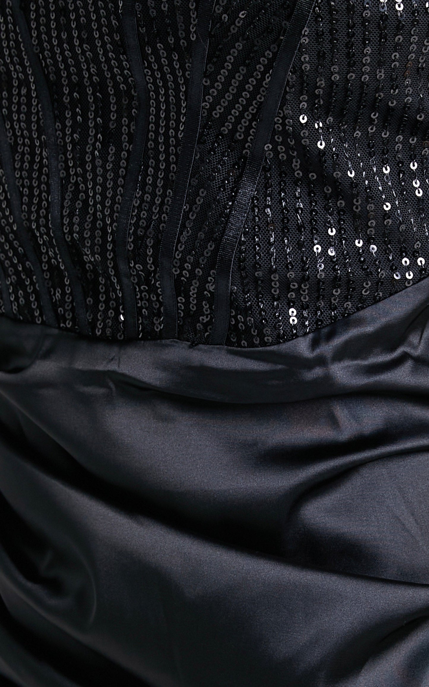 Mezmerise Off Shoulder Sequin Corset Mini Dress in Black