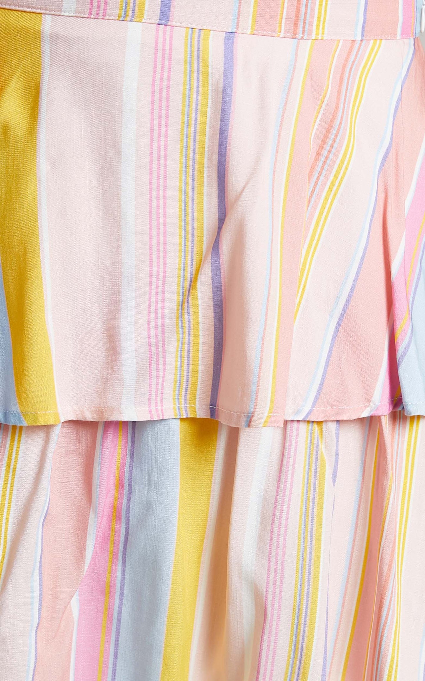 Ressy Mini Skirt - Tiered Frill Skirt in Summer Multi Stripe