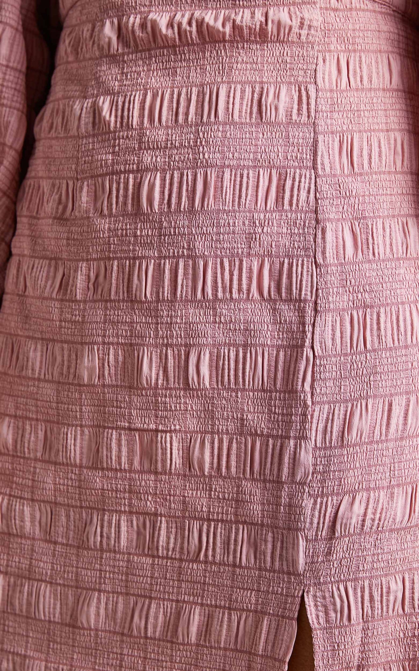Tabatha Midi Dress - Puff Sleeve Cut Out Dress in Pink Check