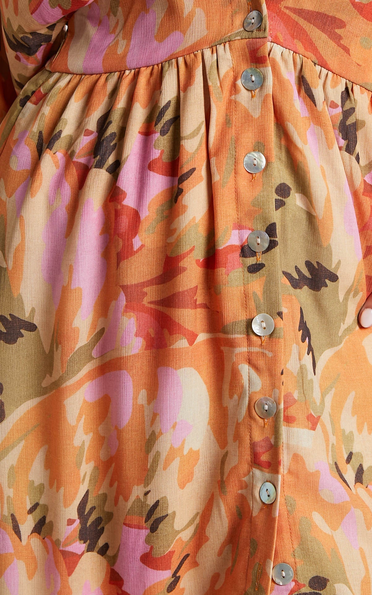 Heira Midi Dress - Flutter Sleeve Button Down Dress in Palm Print