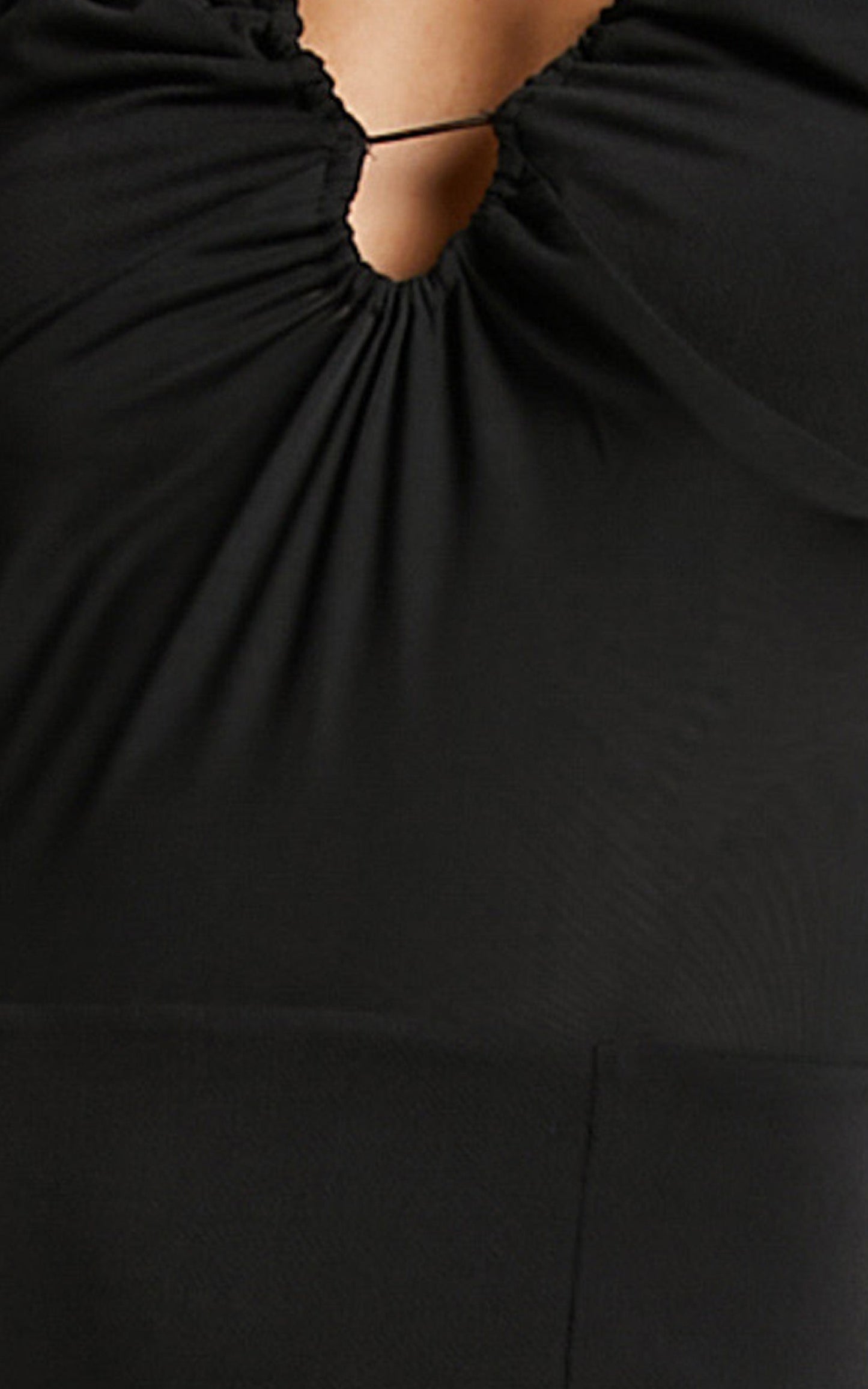 Benice Mini Dress - Slender Strap Mesh Bodice Dress in Black