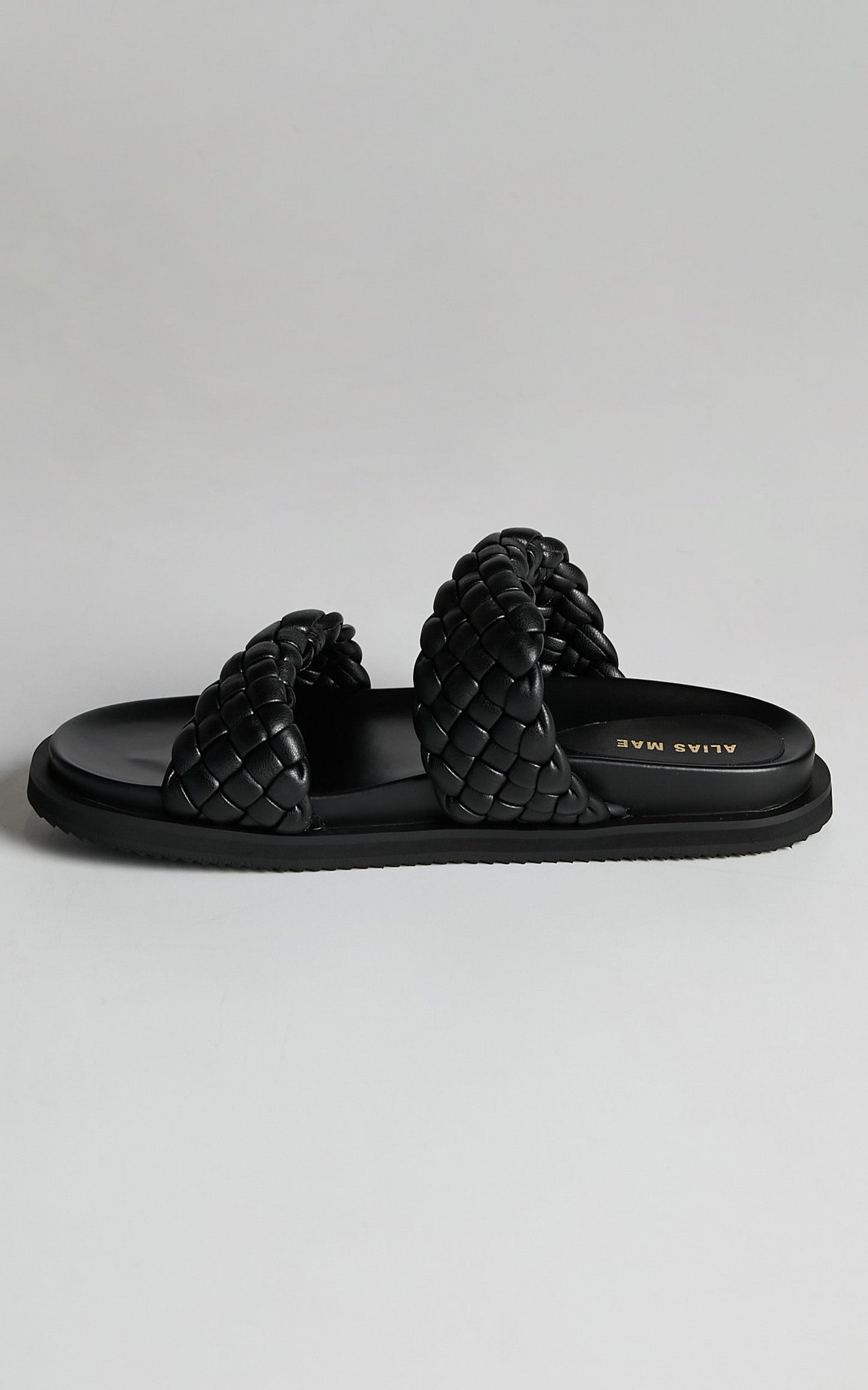 ALIAS MAE - SOLEIS SLIDES in BLACK LEATHER