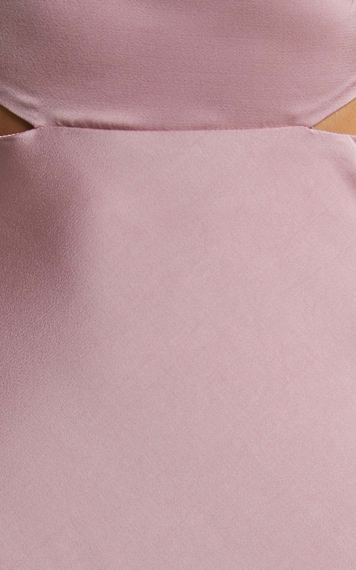 Azrael Maxi Dress - Thigh Split High Neck Tie Back Satin Dress in Blush