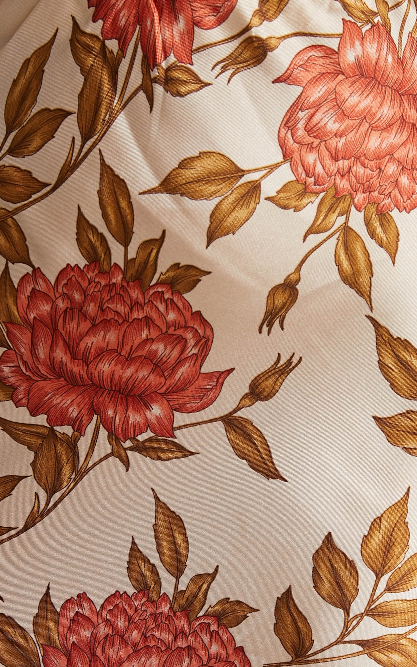 Abagail Midi Dress - One Shoulder Cut Out Dress in Beige Floral