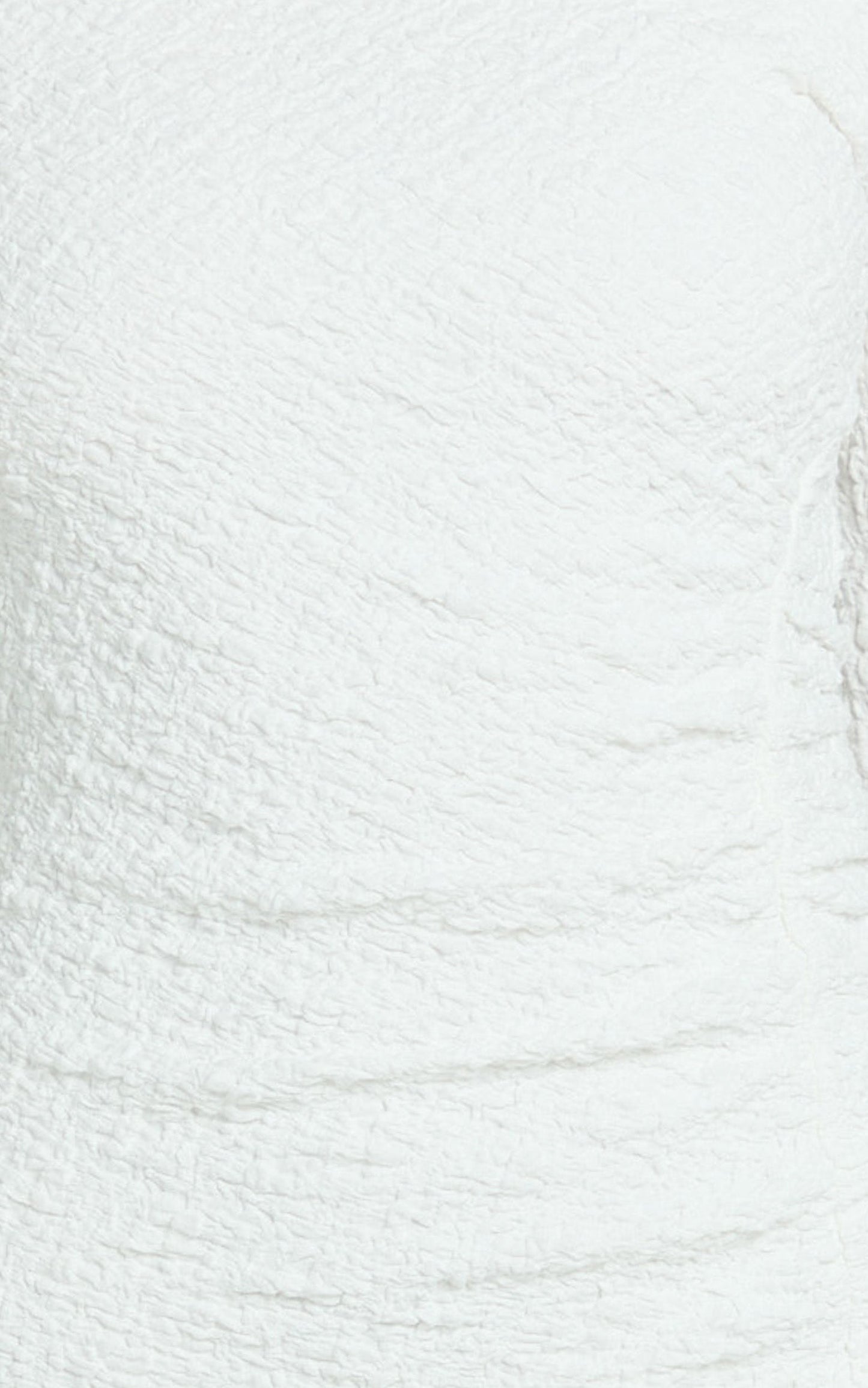Abbie Mini Dress - Textured Jersey Tip Shoulder Ruched Bodycon Dress in White