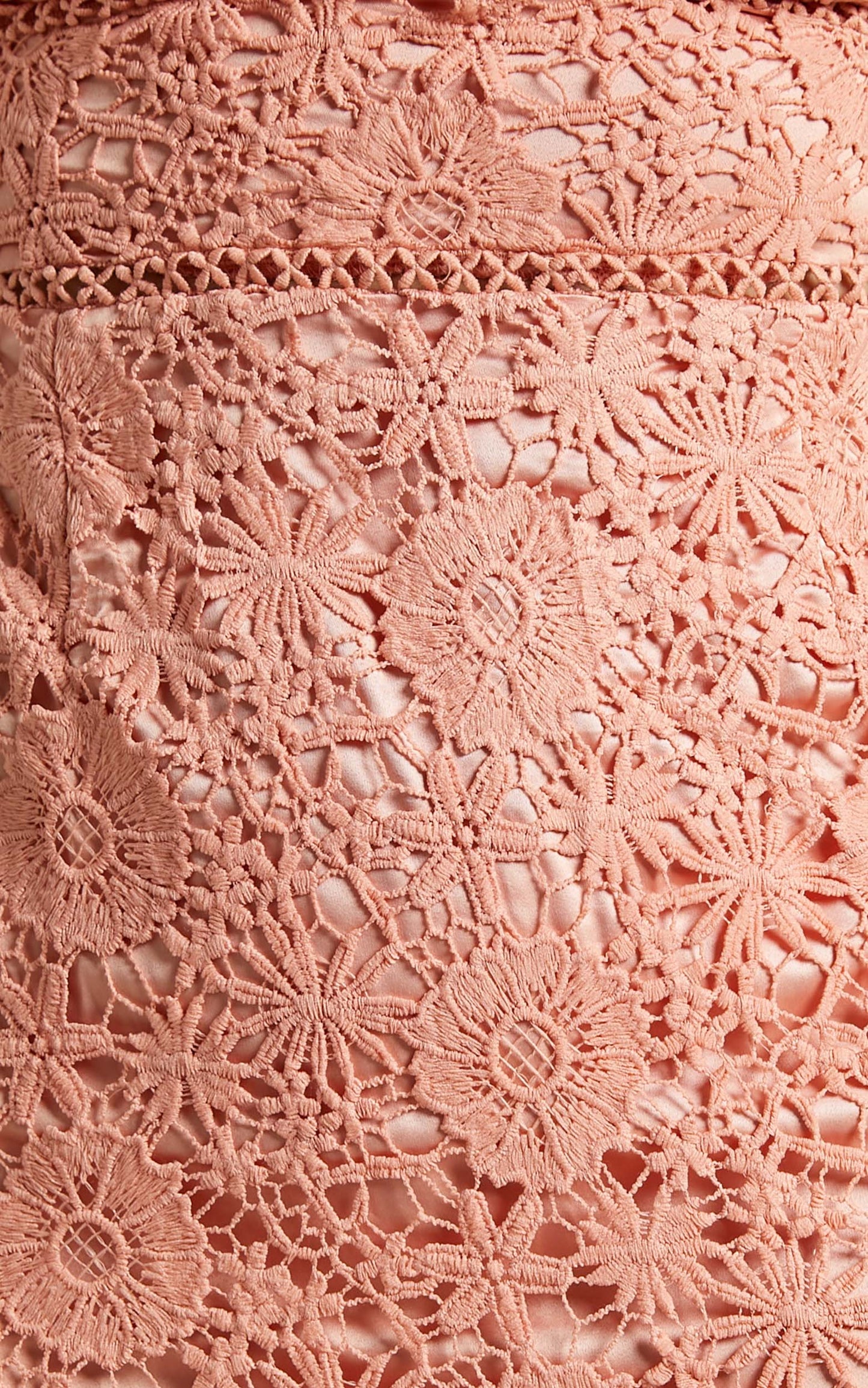 Acey Midi Fit and Flare Lace Dress in Peach Lace