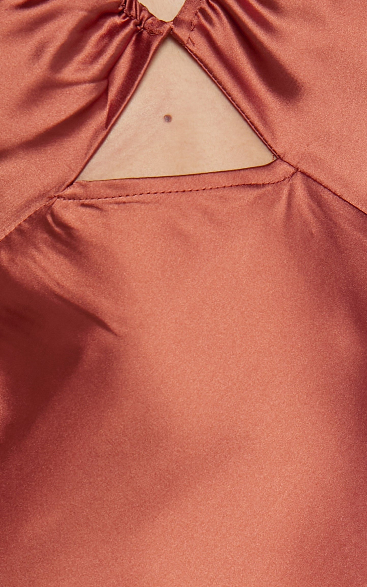 Adaleine Midi Dress - Plunge Neck Puff Sleeve Dress in Copper