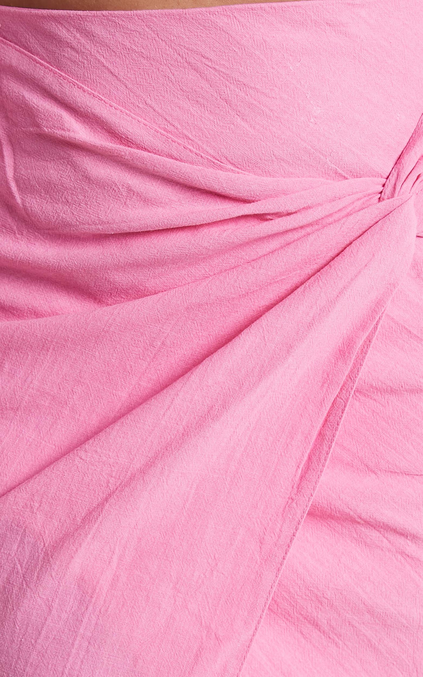 Airen Blouse - Knot Front Cropped Long Sleeve Blouse in Pink
