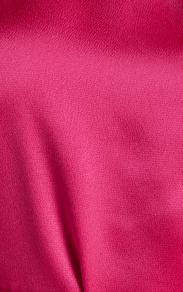 Alessia Mini Dress - Asymmetrical One Shoulder Sleeve Ruffle Dress in Fuchsia
