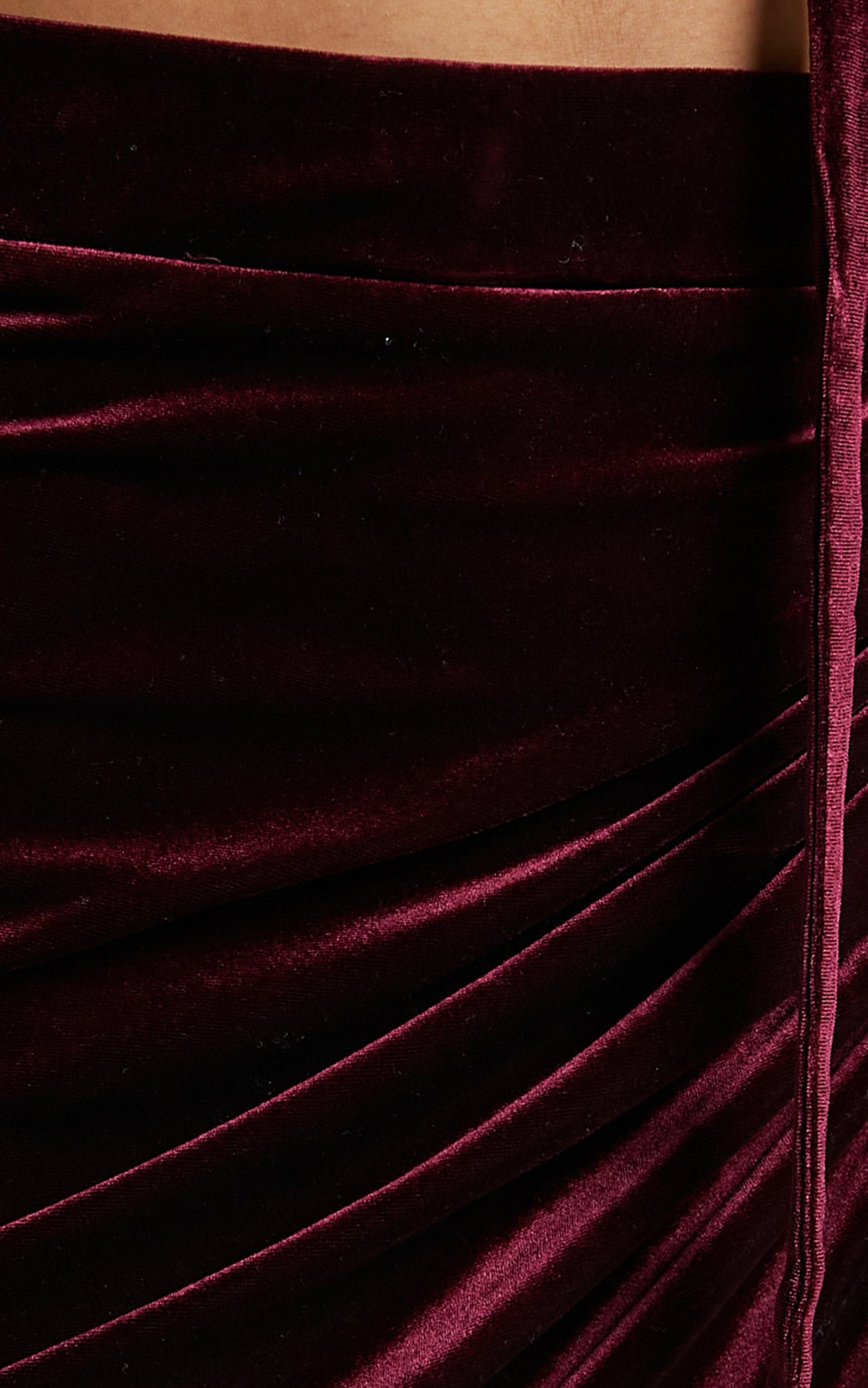Maybelyn Top - Velvet Plunge Wrap Crop Top in Burgundy