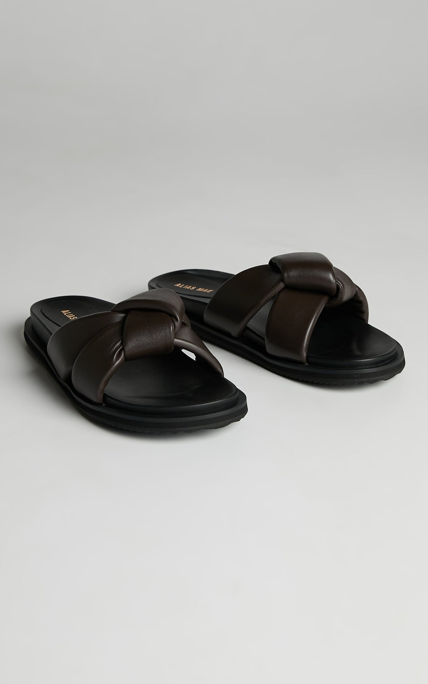 Alias Mae - Sofia Slides in Chocolate Leather