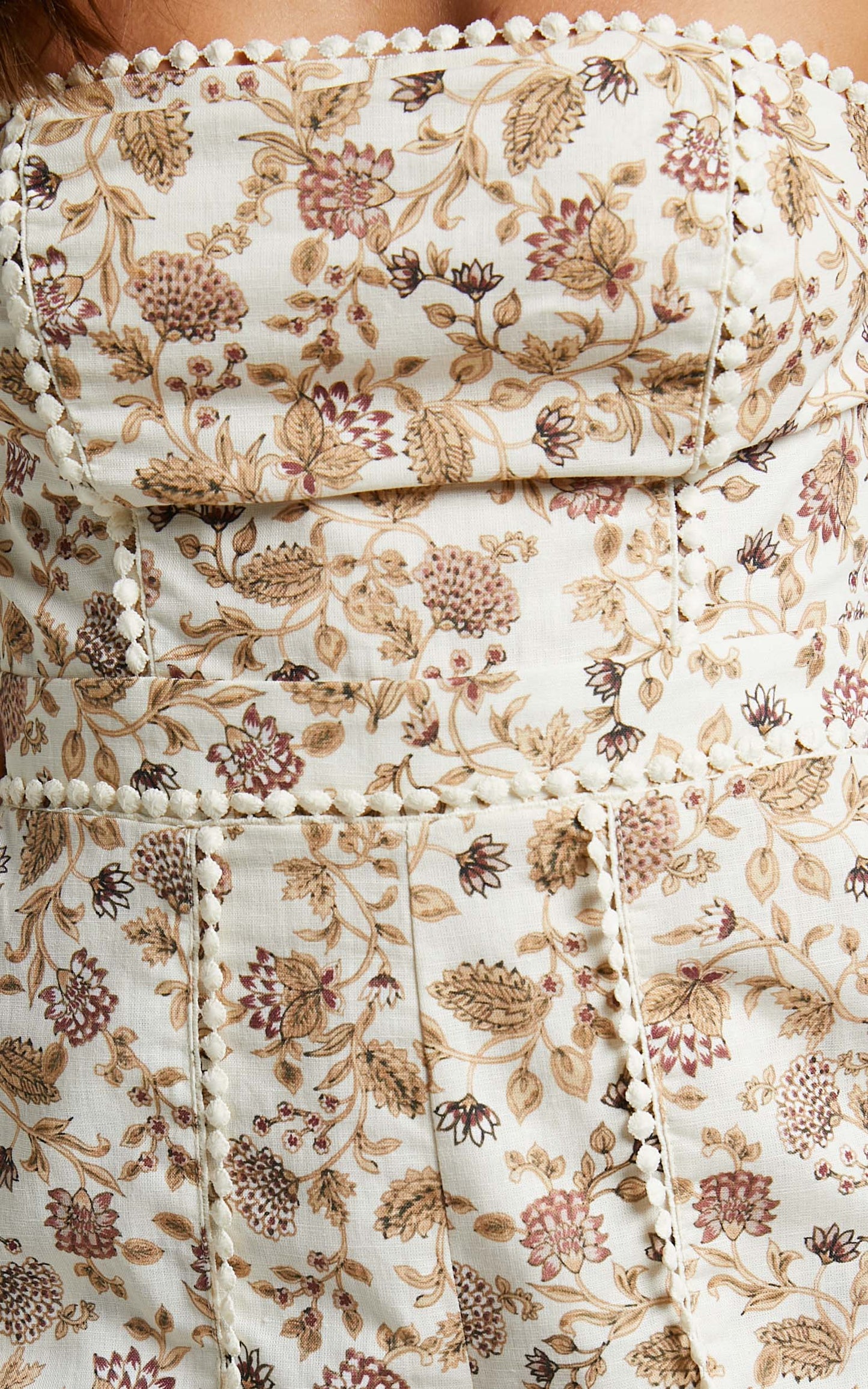 Amalie The Label - Chantal Linen Blend Off The Shoulder Puff Sleeve Playsuit in Maya Floral