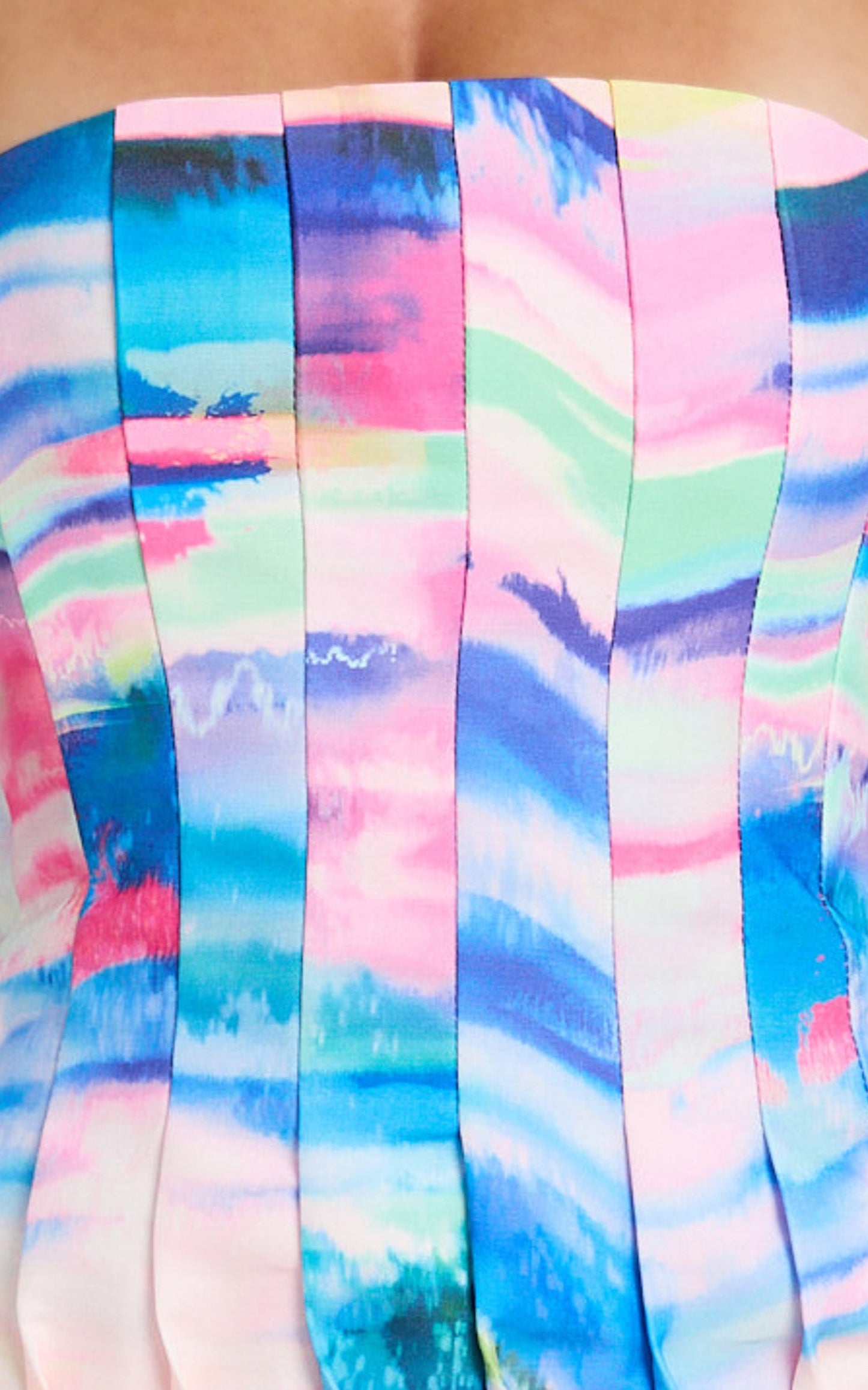 Amalie The Label - Julietta Corset Panel Mini Dress in Abstract Sunset Print