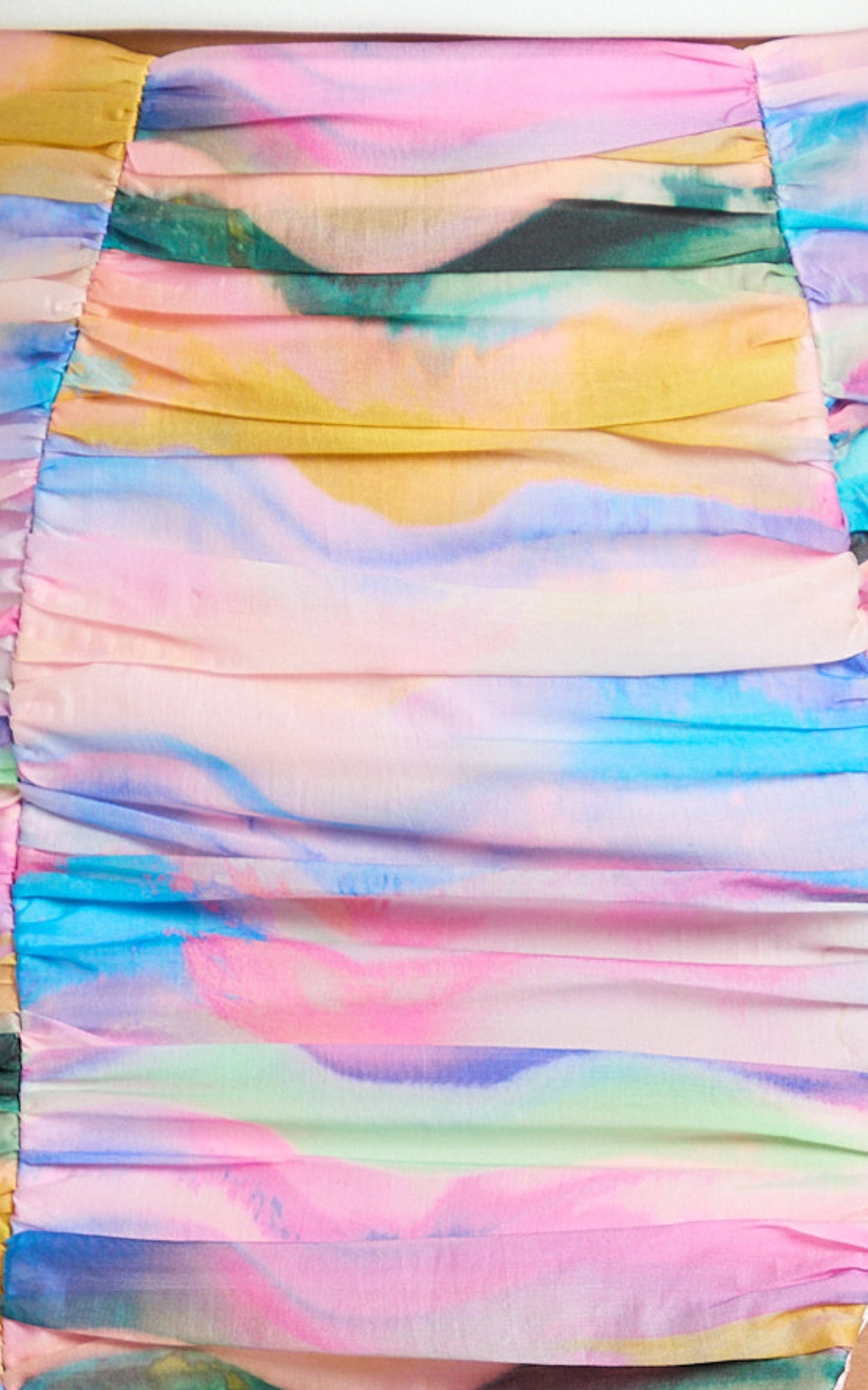 Amalie The Label - Kiama Gathered Side Slit Mini Skirt in Abstract Sunset Print