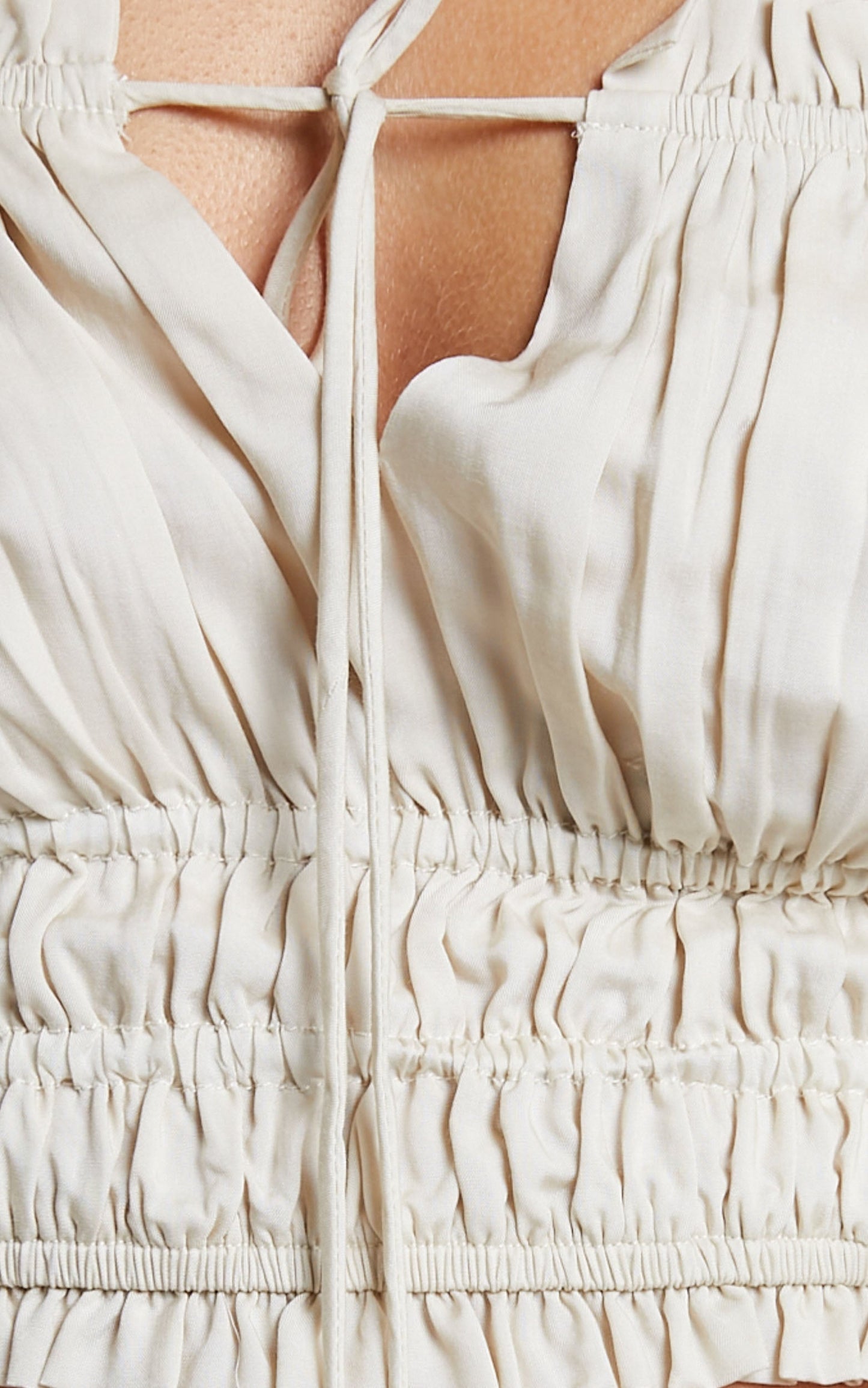 Amalie The Label - Xanthe Tiered Ruched Crop Cami in Oat