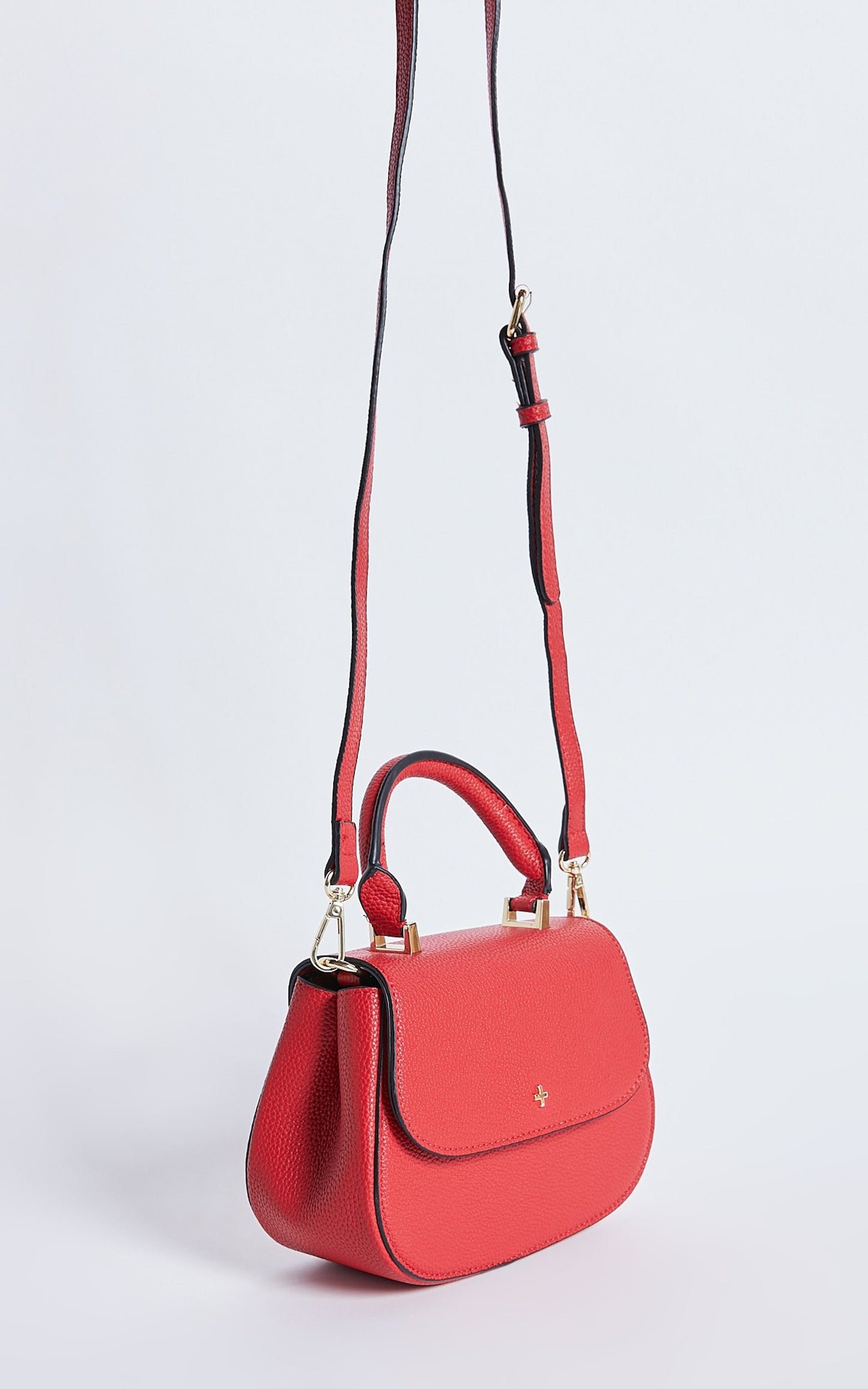 Amalie Top Handle / Crossbody Bag in Red Pebble PU