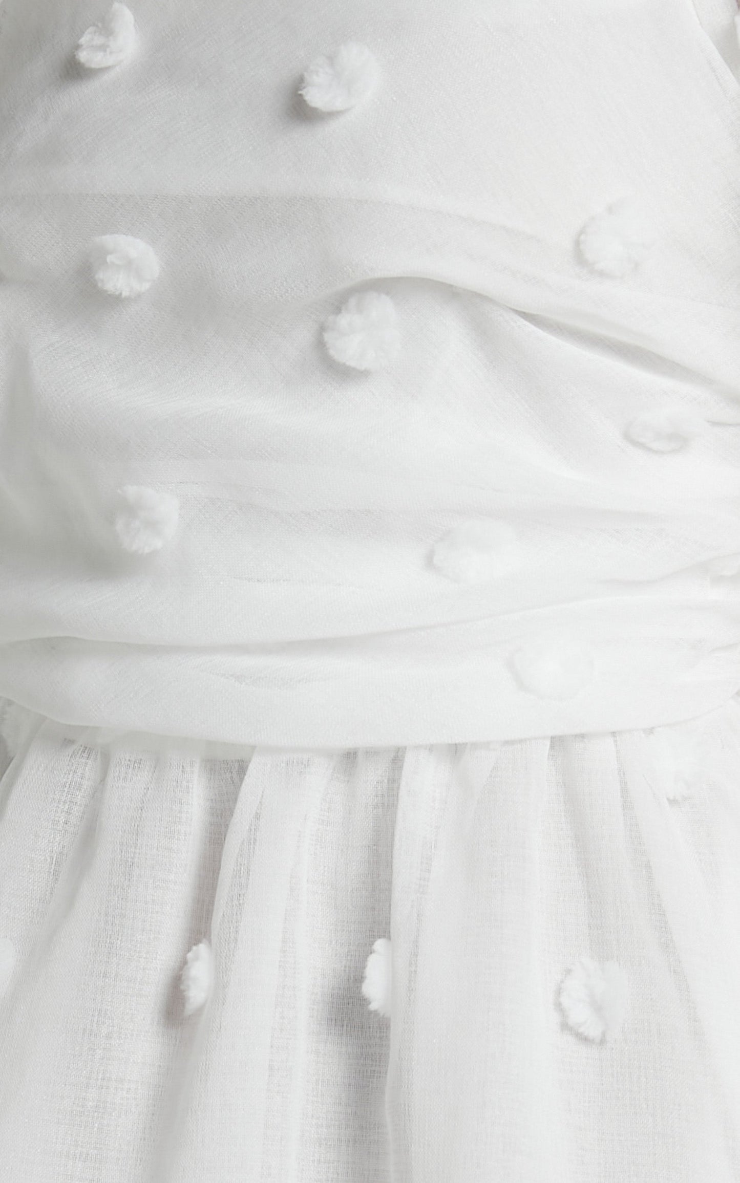 Ambera Mini Dress - Short Puff Sleeve Ruched Bodice A Line Dress in White