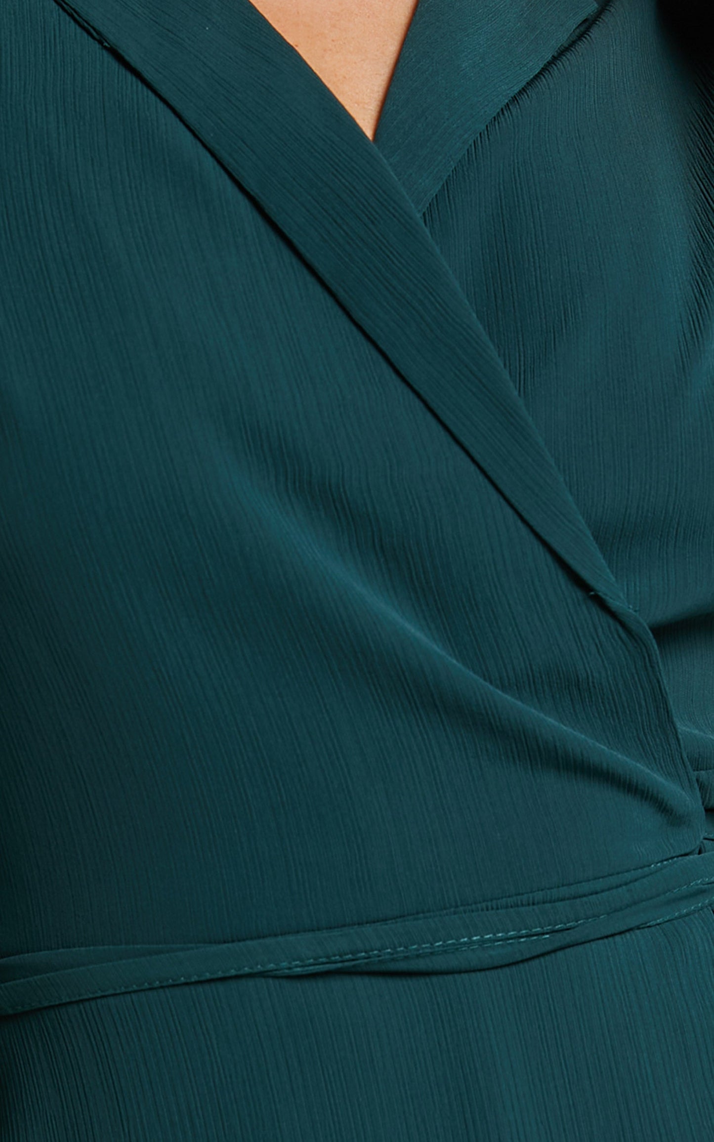 Amelle Mini Dress - Collared Long Sleeve Wrap Dress in Emerald